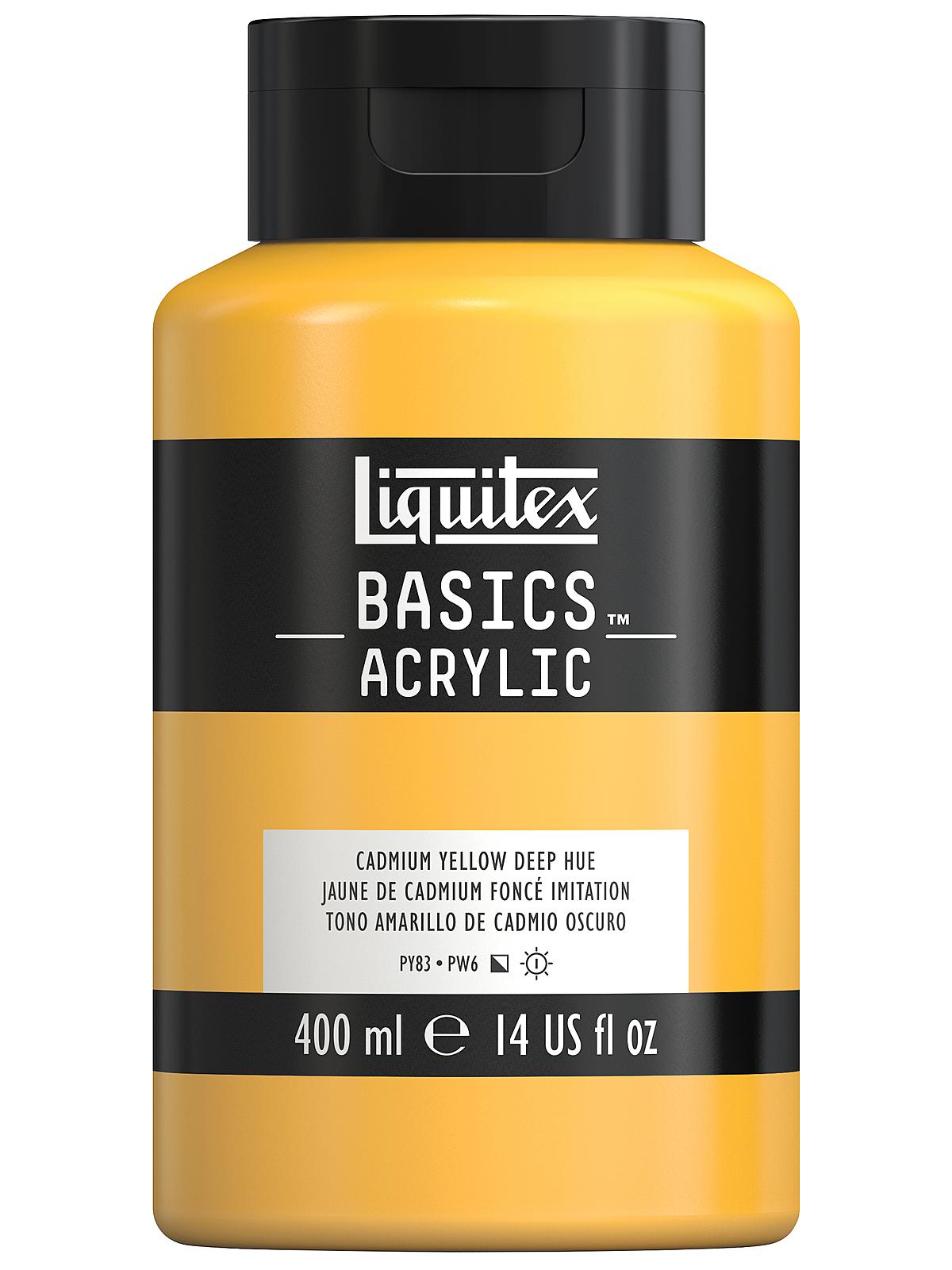Basics Acrylics Colors cadmium yellow deep hue 13.5 oz. flat cap squeeze bottle