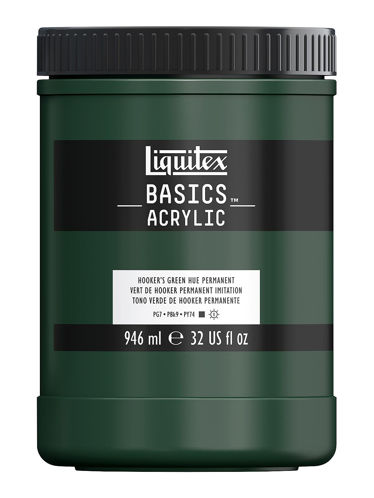 Basics Acrylics Colors Hooker's green hue permanent 32 oz. jar