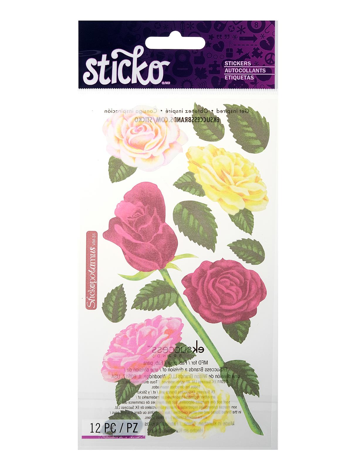 Classic Stickers vellum roses 12 pieces