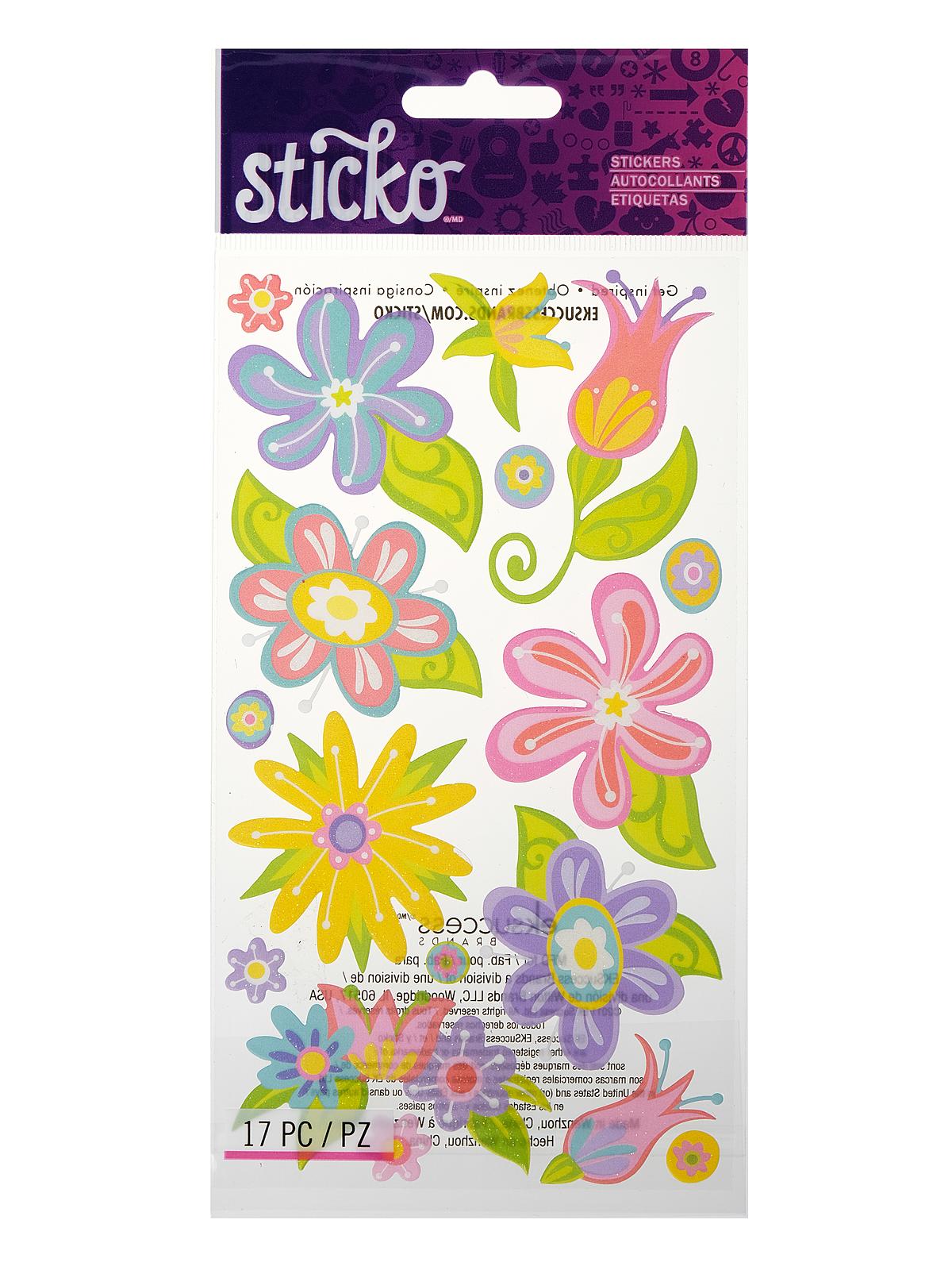 Classic Stickers fanciful flowers 17 pieces