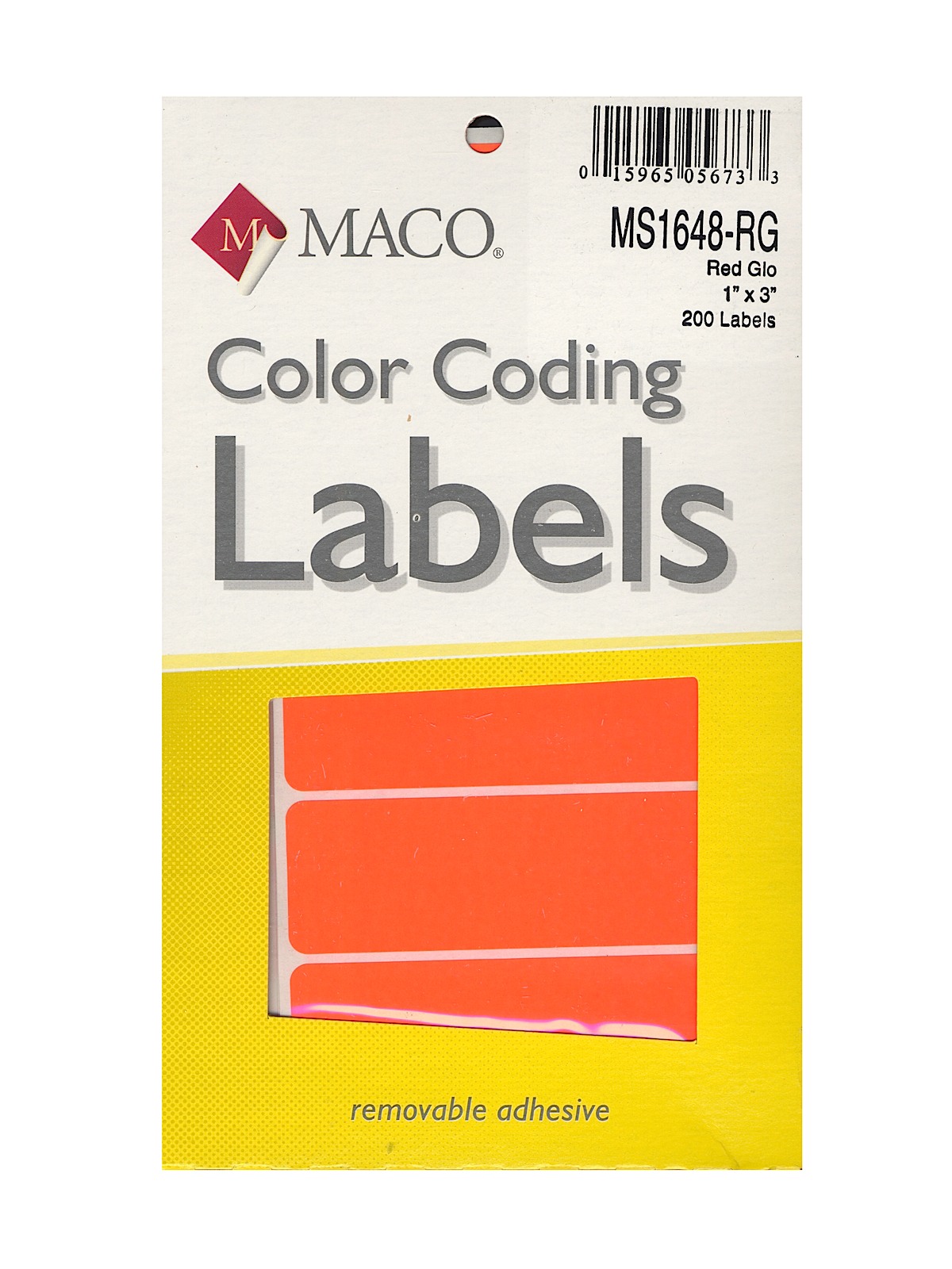 Color Coding Labels 1 In. X 3 In. Rectangle Red Glow Pack Of 200
