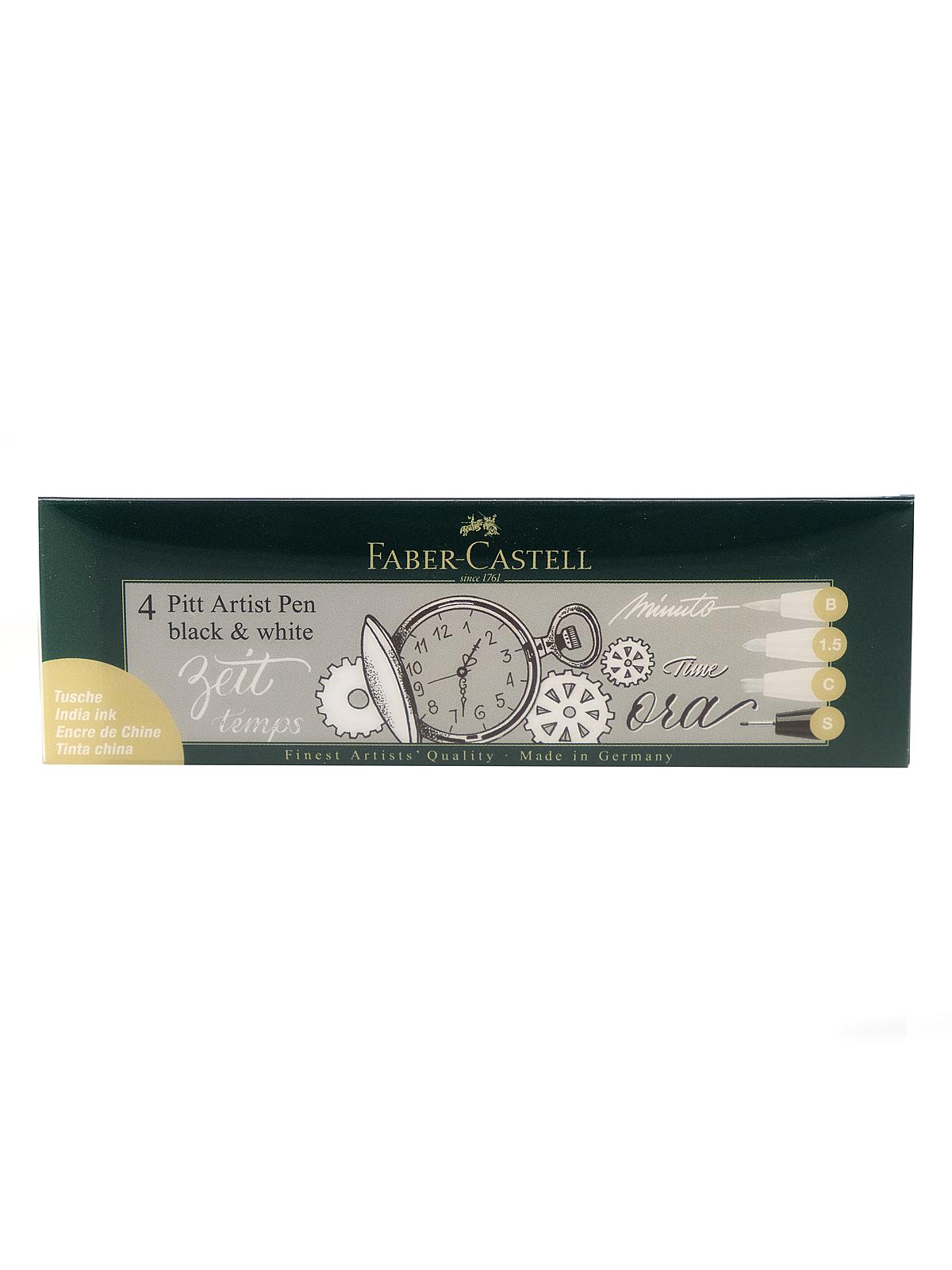 Pitt Artist Pen Black & White Wallet Set set of 4