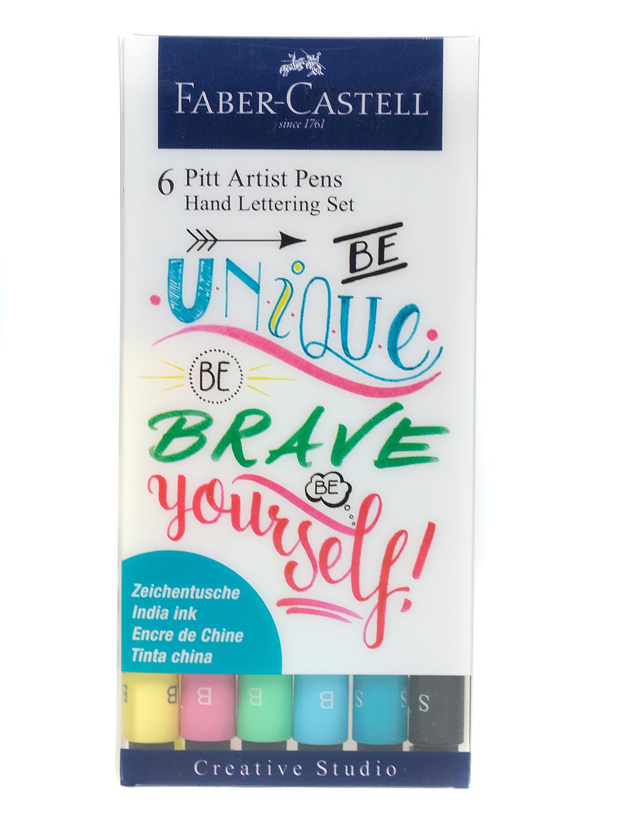 Pitt Artist Pen Hand Lettering Wallet Set set of 6 Be Unique, Be Brave, Be Yourself