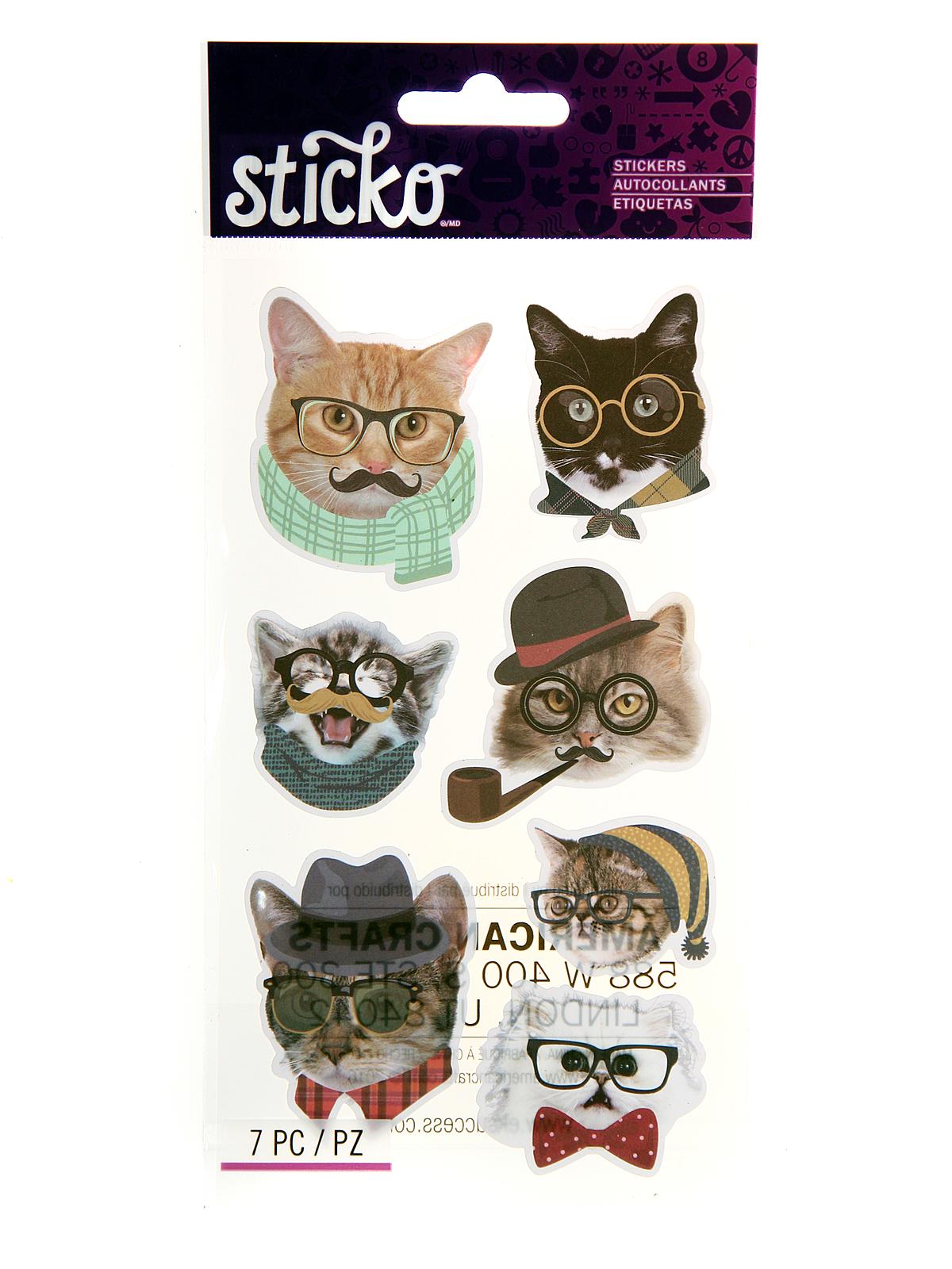 Classic Stickers hipster cats 7 pieces