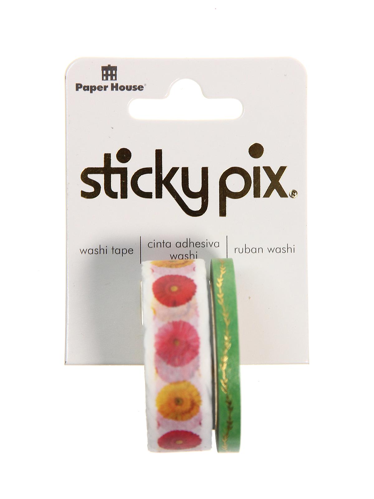 Washi Tape Rolls Sticky Pix Gerberas Pack Of 2