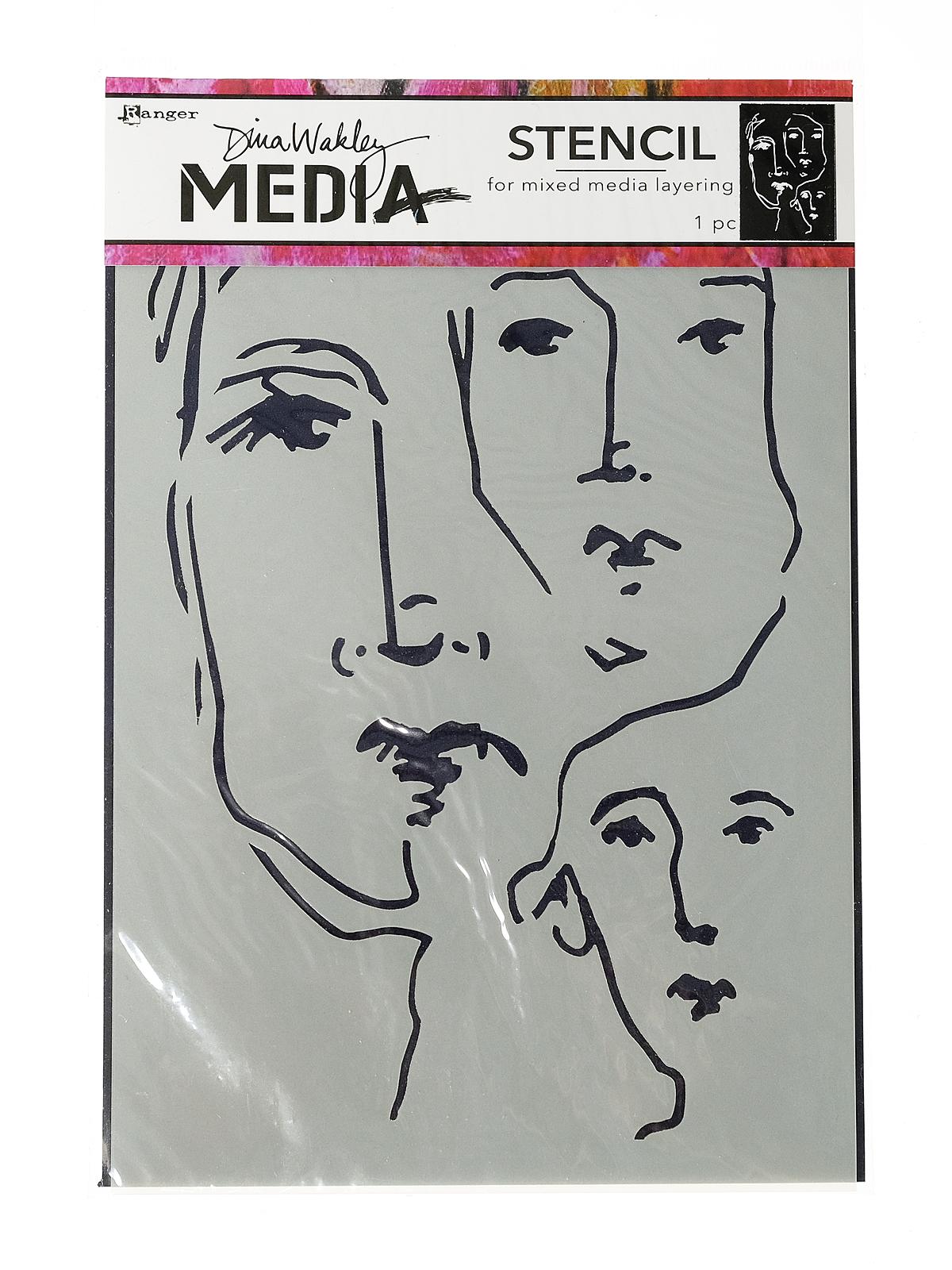 Dina Wakley Media Stencils 6 In. X 9 In. Scribbled Faces