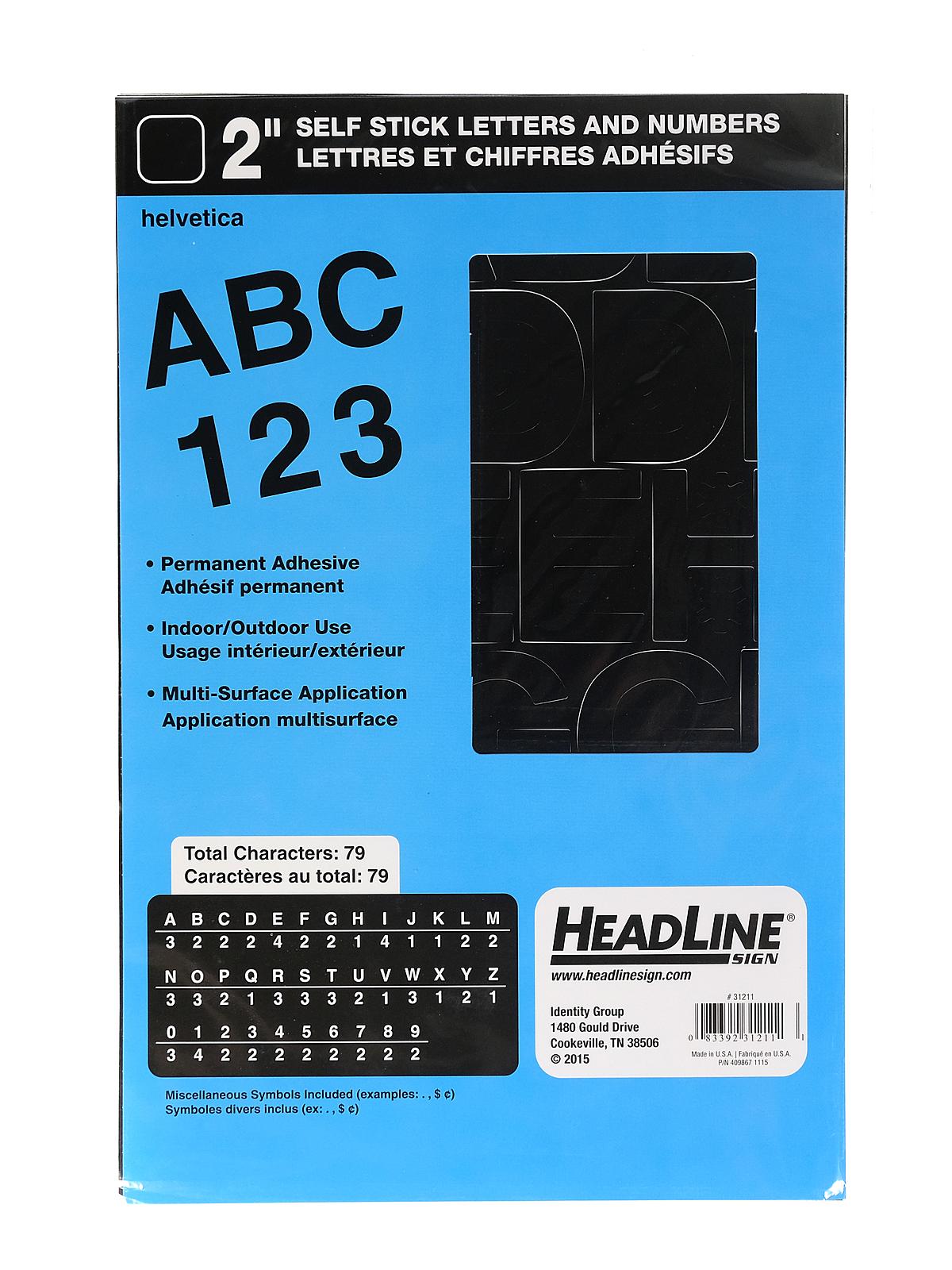 Black Vinyl Stick-On Letters or Numbers 2 in. Helvetica capitals