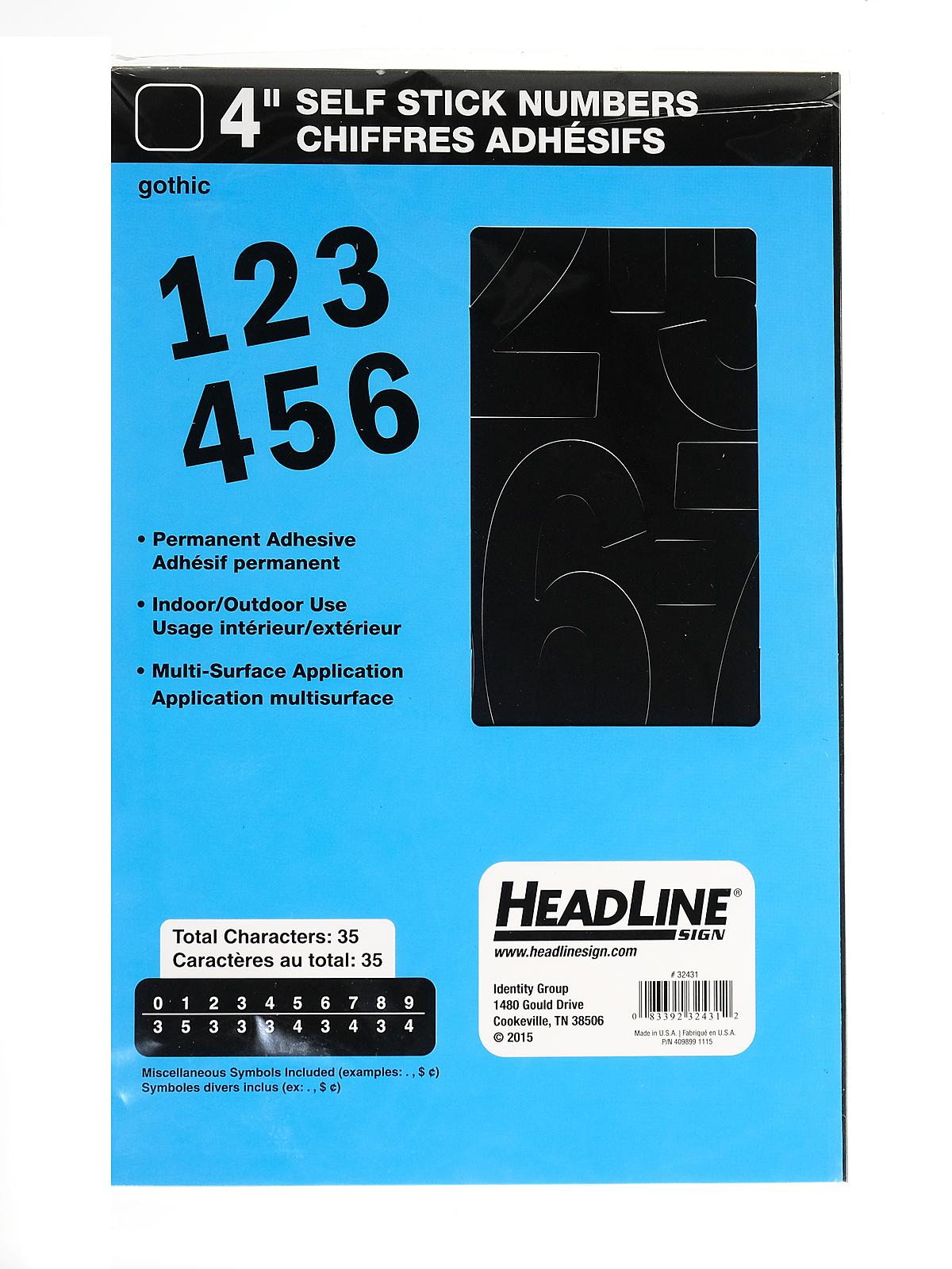 Black Vinyl Stick-On Letters or Numbers 4 in. gothic numbers
