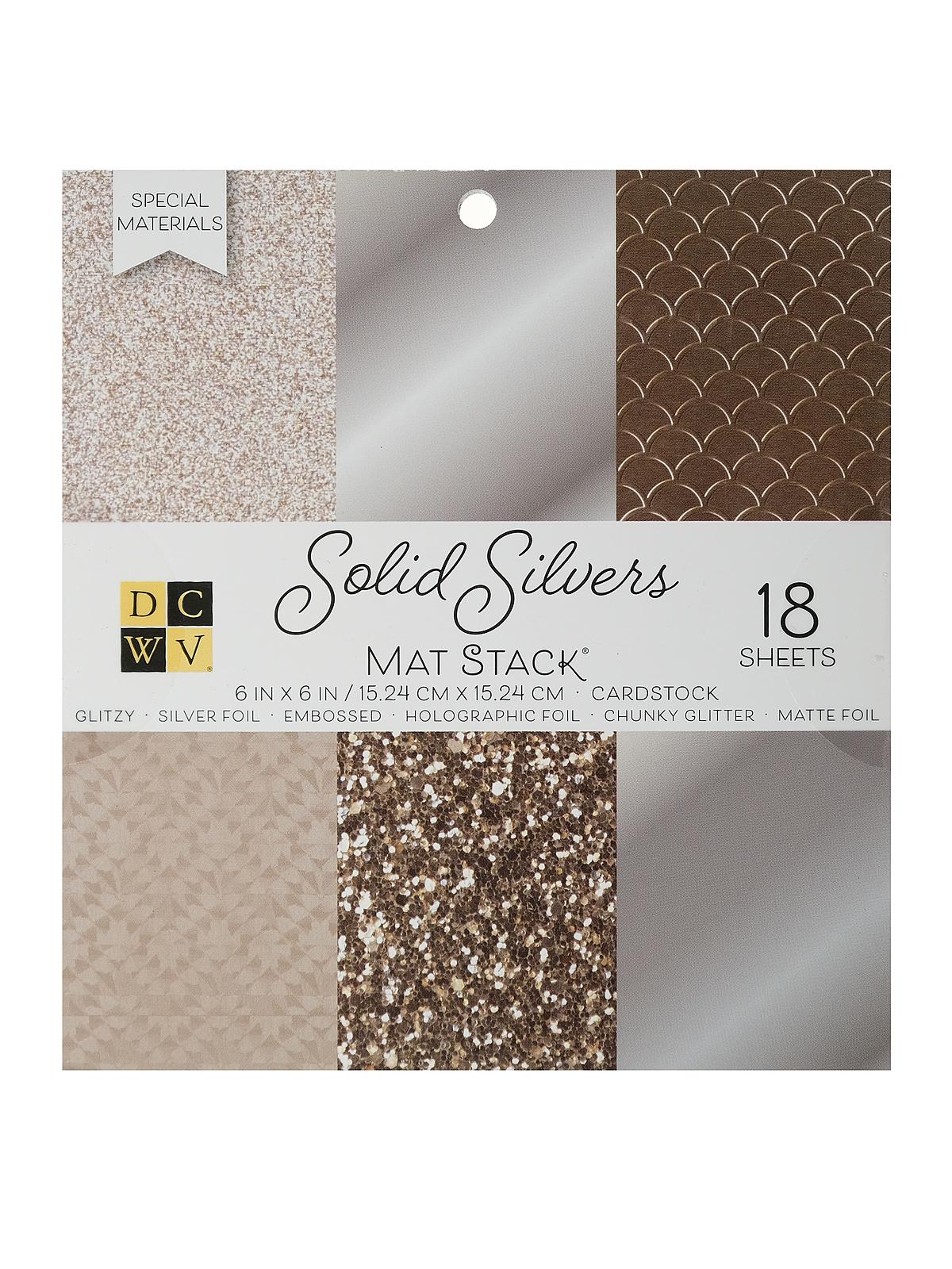 Cardstock Stacks 6 in. x 6 in. solid silvers 18 sheets