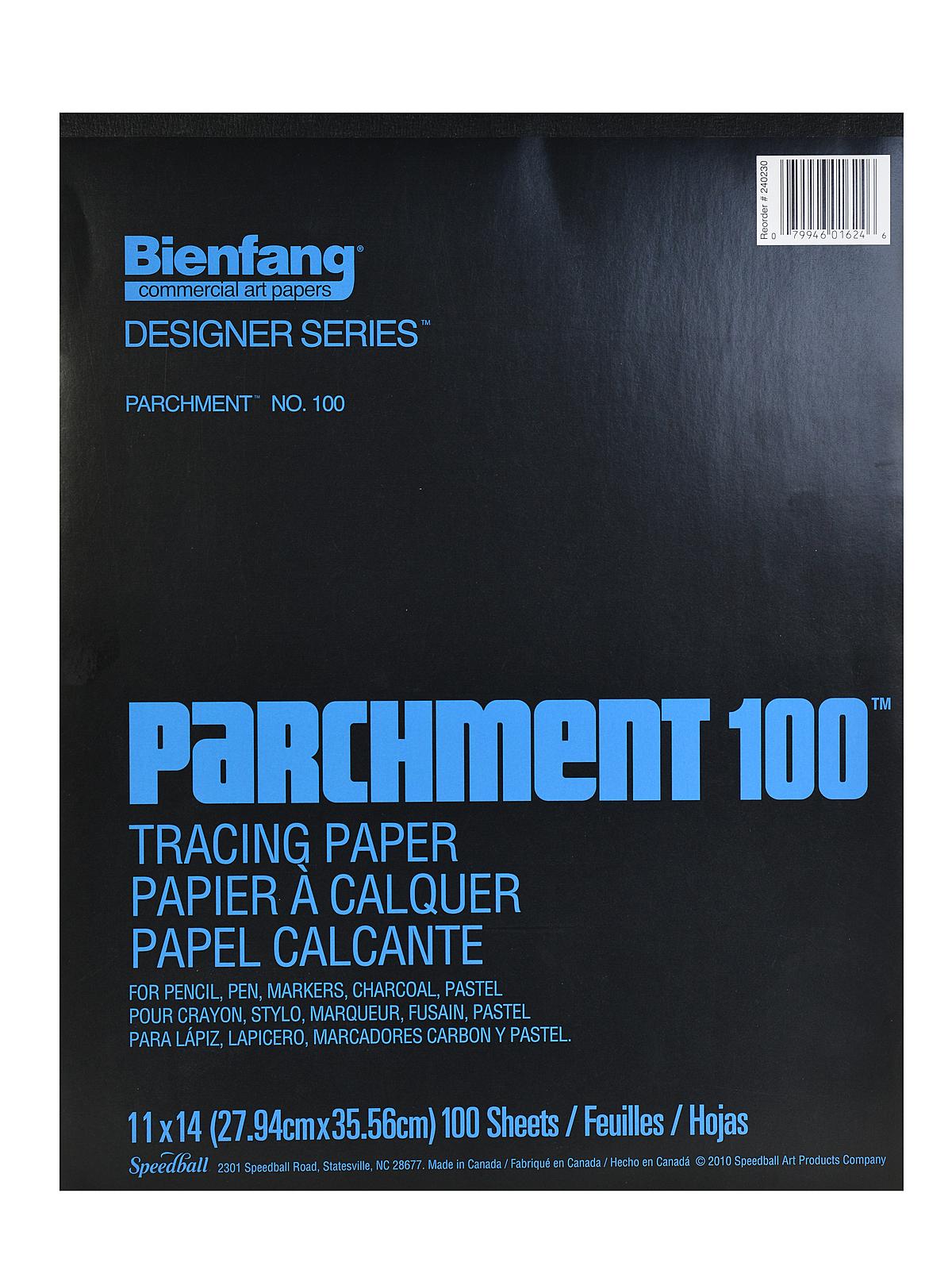 Parchment 100 Tracing Paper 11 In. X 14 In. Pad Of 100 Sheets