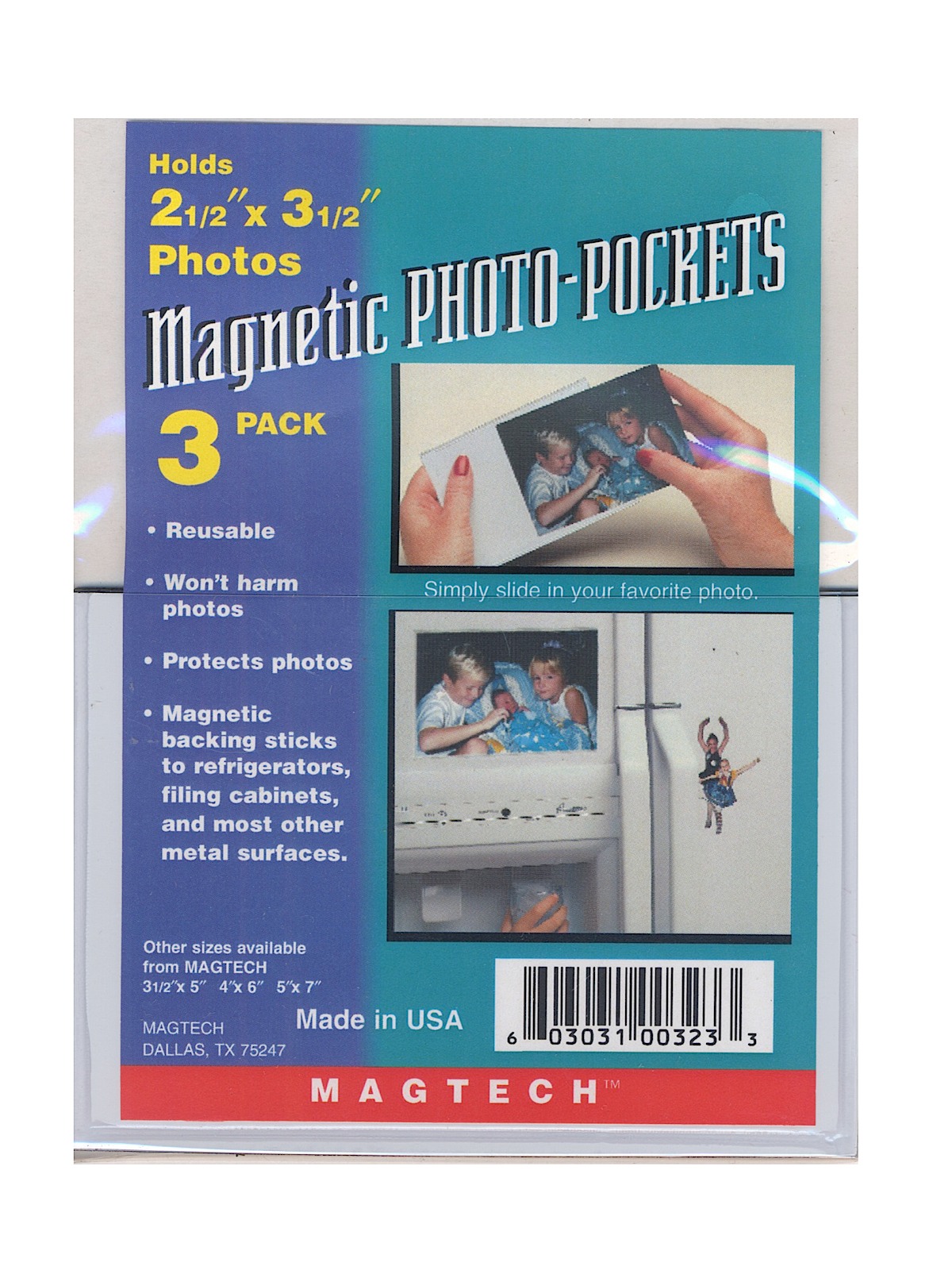 Magnetic Photo Pockets 2 1 2 in. x 3 1 2 in. pack of 3