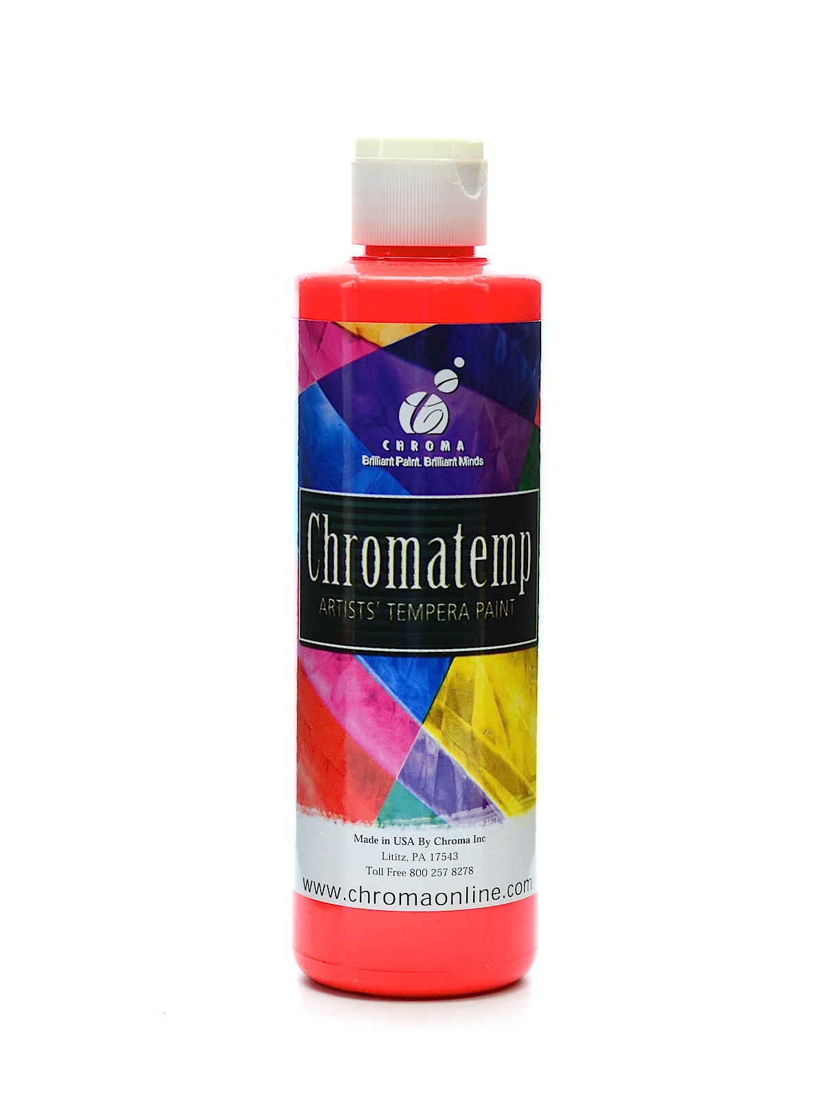 ChromaTemp Artists' Tempera Paint fluorescent red 8 oz.