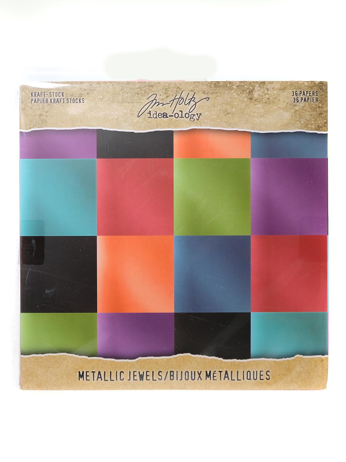 Idea-ology Paperie kraft stock printed papers metallic jewels 36 sheets, 8 in. x 8 in.