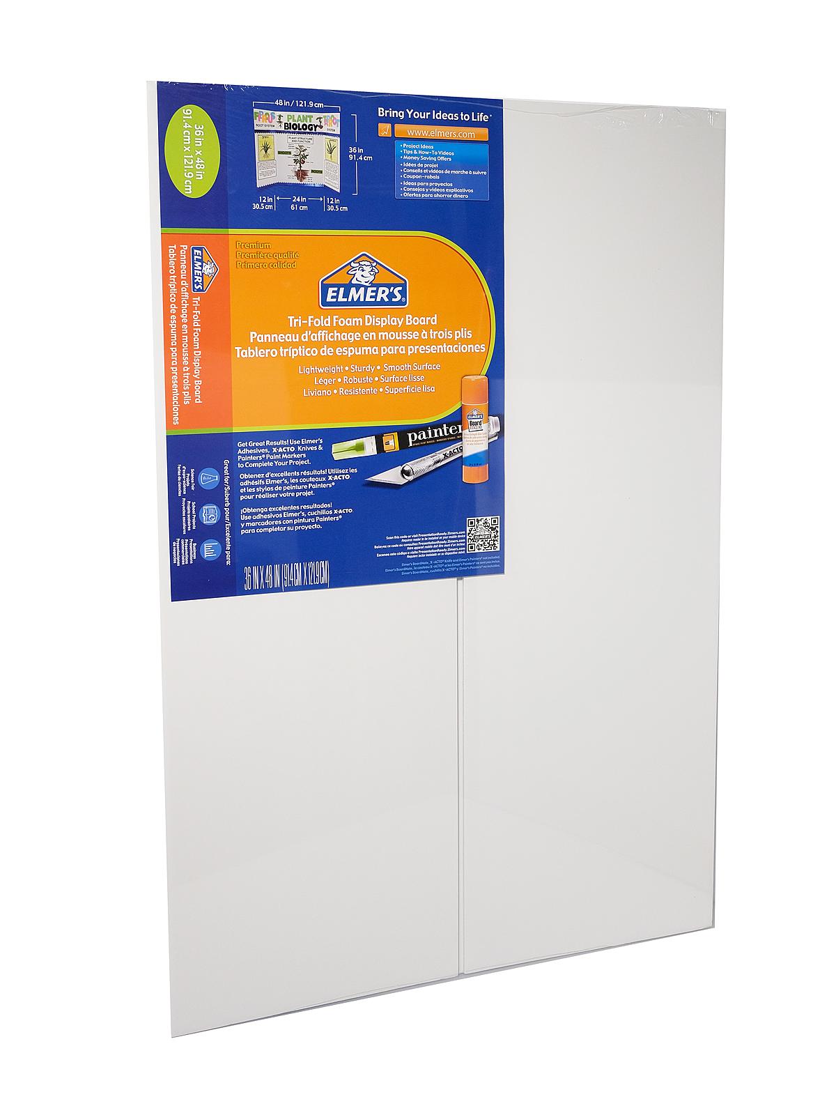 Tri-Fold Presentation Boards premium foam white 36 in. x 48 in.