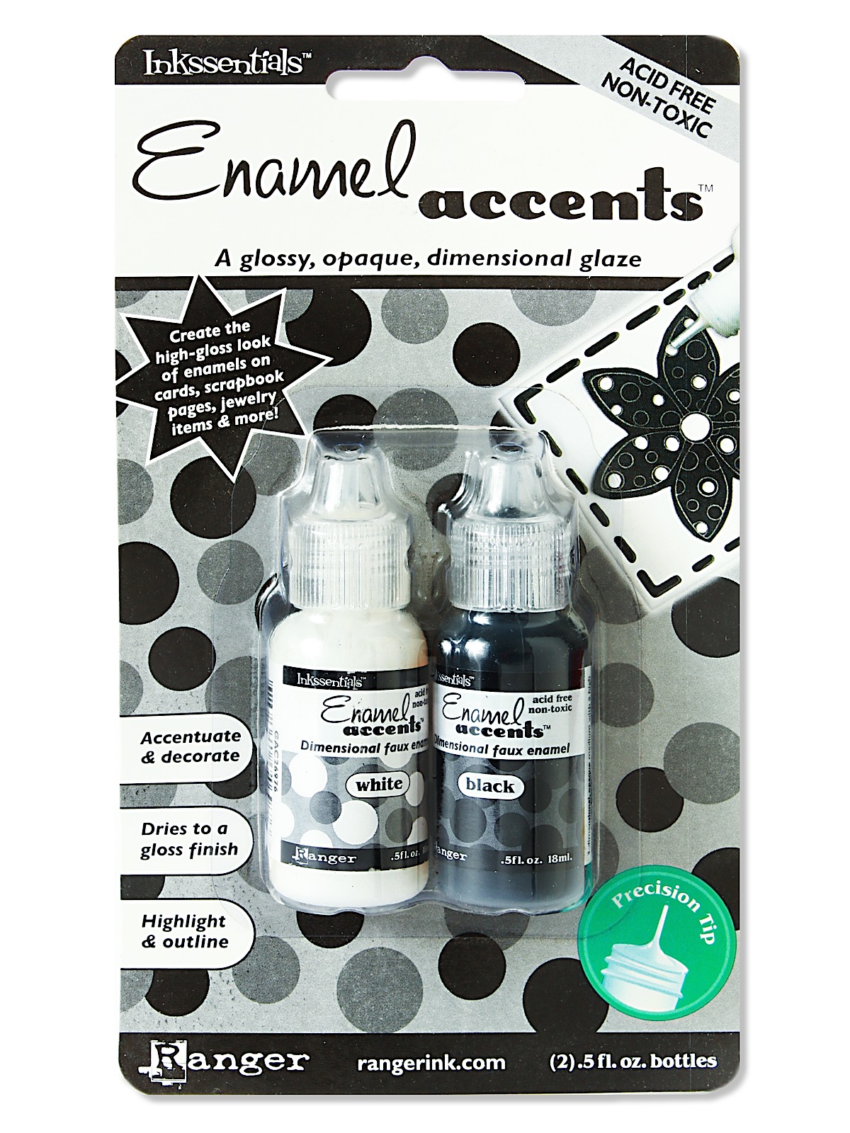 Enamel Accents Black And White Pack Of 2 Each