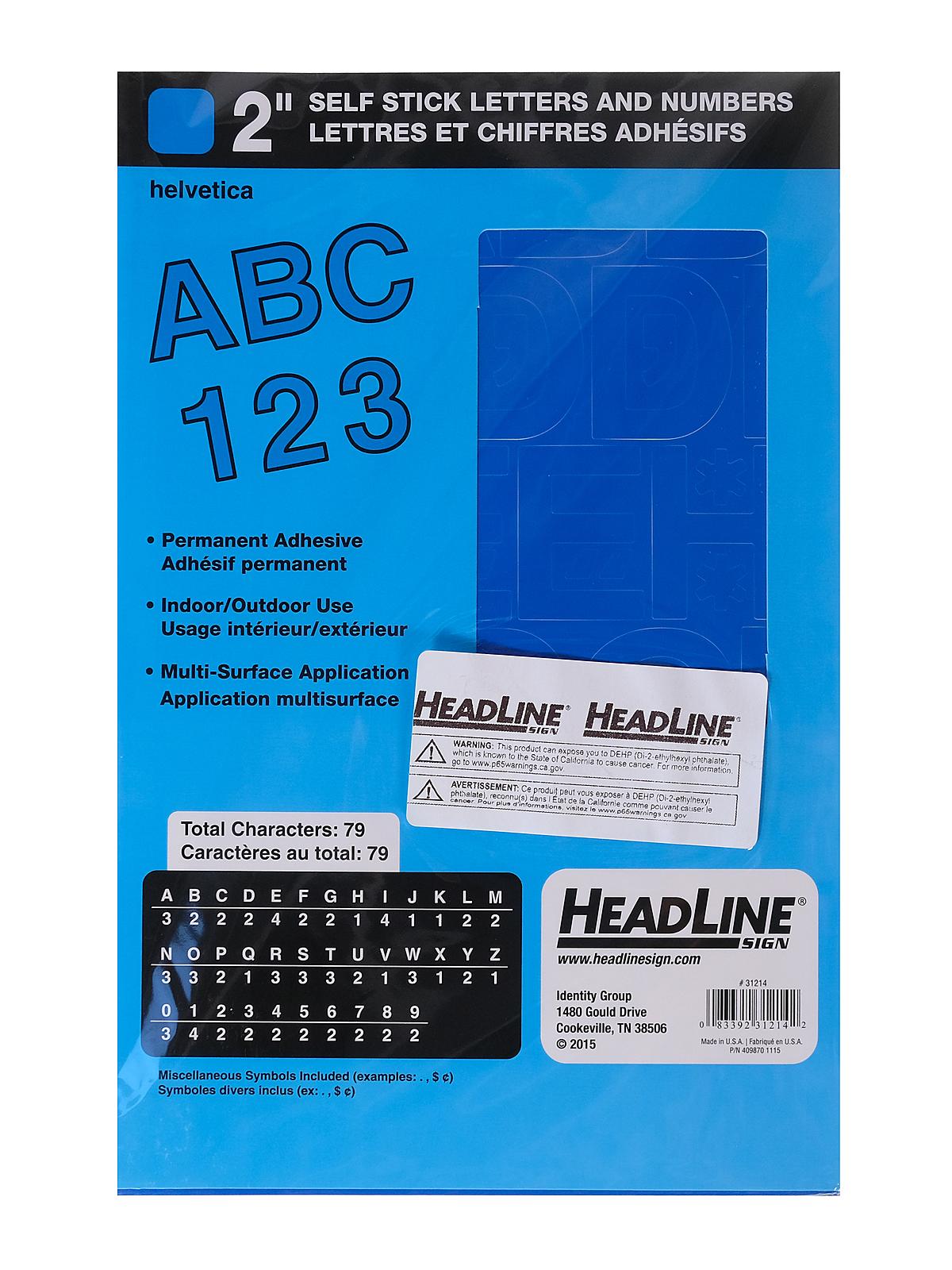Blue Vinyl Stick-On Letters 2 in. Helvetica capitals
