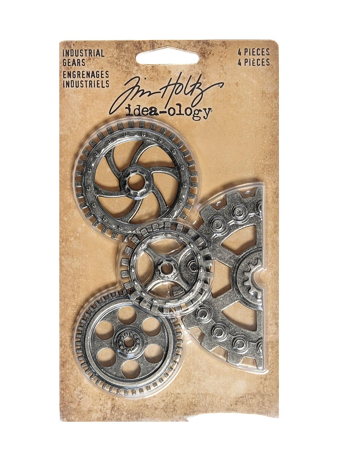 Idea-ology Findings industrial gears, antique nickel pack of 4