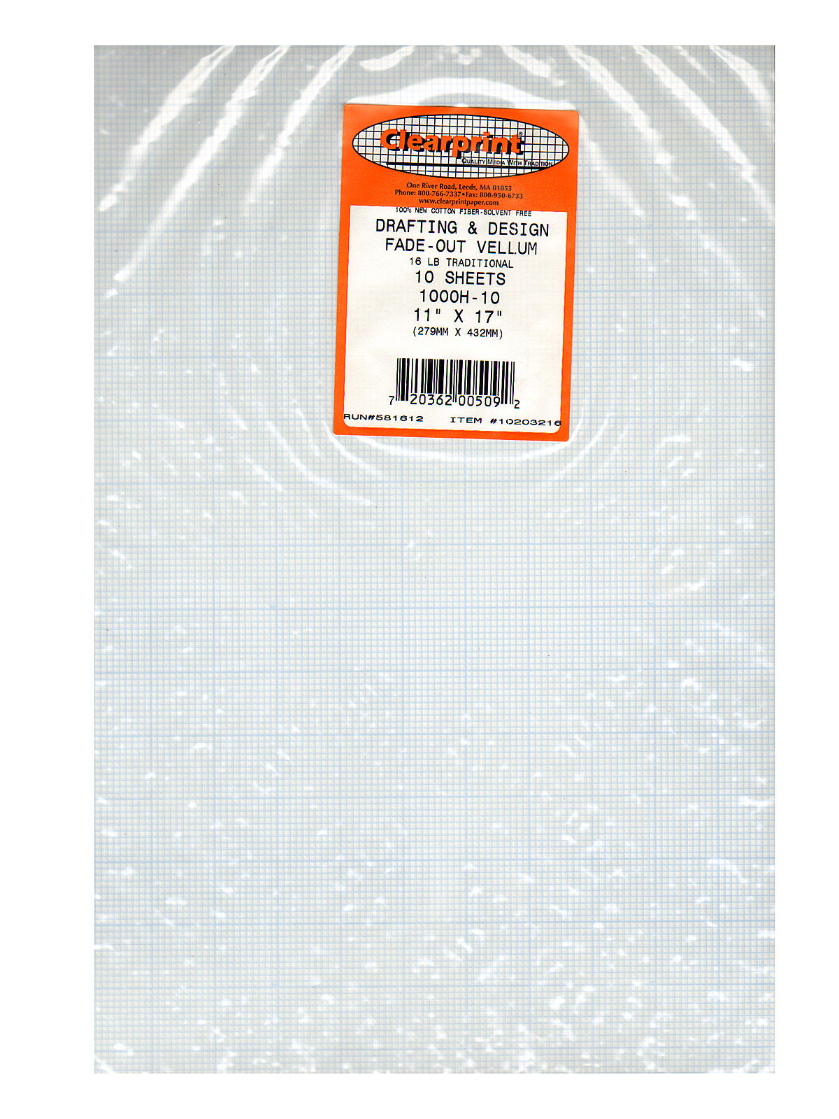 Fade-Out Design and Sketch Vellum - Grid 10 x 10 11 in. x 17 in. pack of 10 sheets