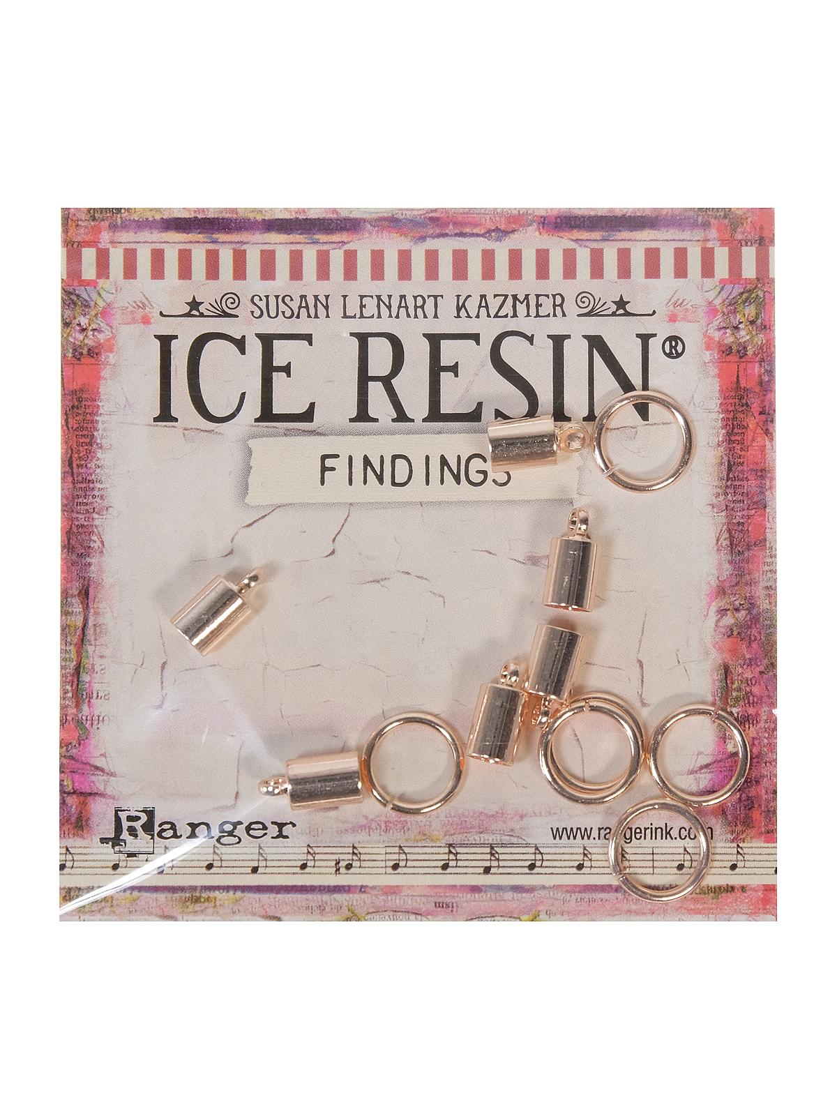 ICE Resin End Caps and Jump Rings rose gold pack of 12