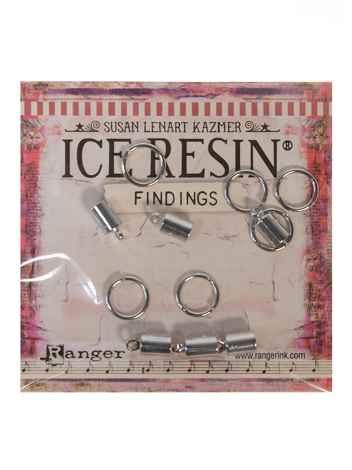 ICE Resin End Caps and Jump Rings sterling pack of 12