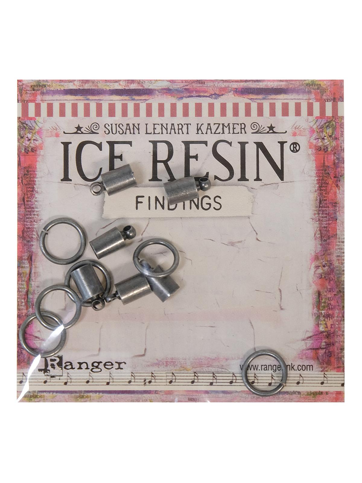 ICE Resin End Caps and Jump Rings antique silver pack of 12