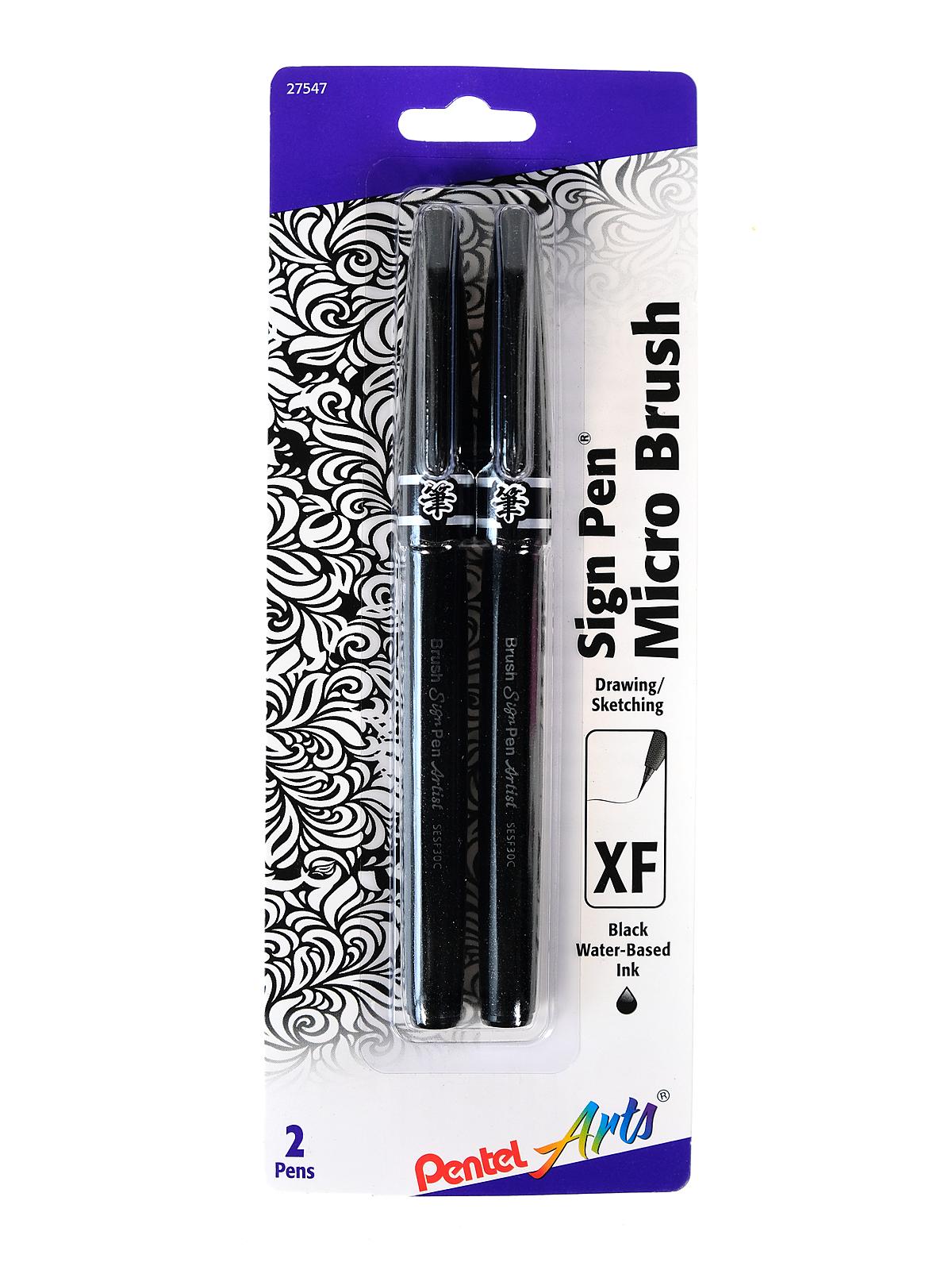 Arts Sign Pen Micro Brush Set black pack of 2