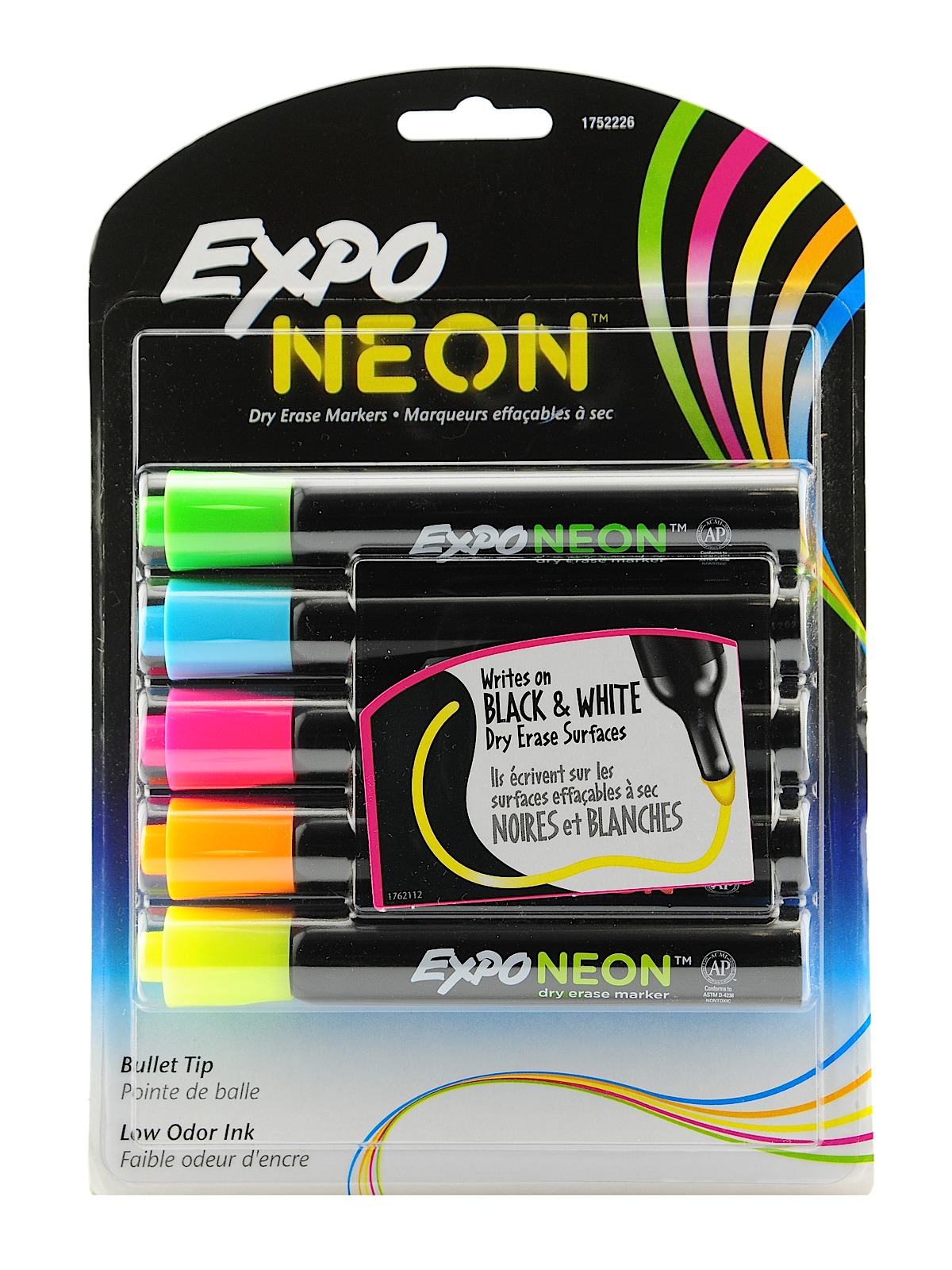 Neon Bullet Tip Dry Eraser Marker Sets Orange, Pink, Yellow, Green, Blue Pack Of 5