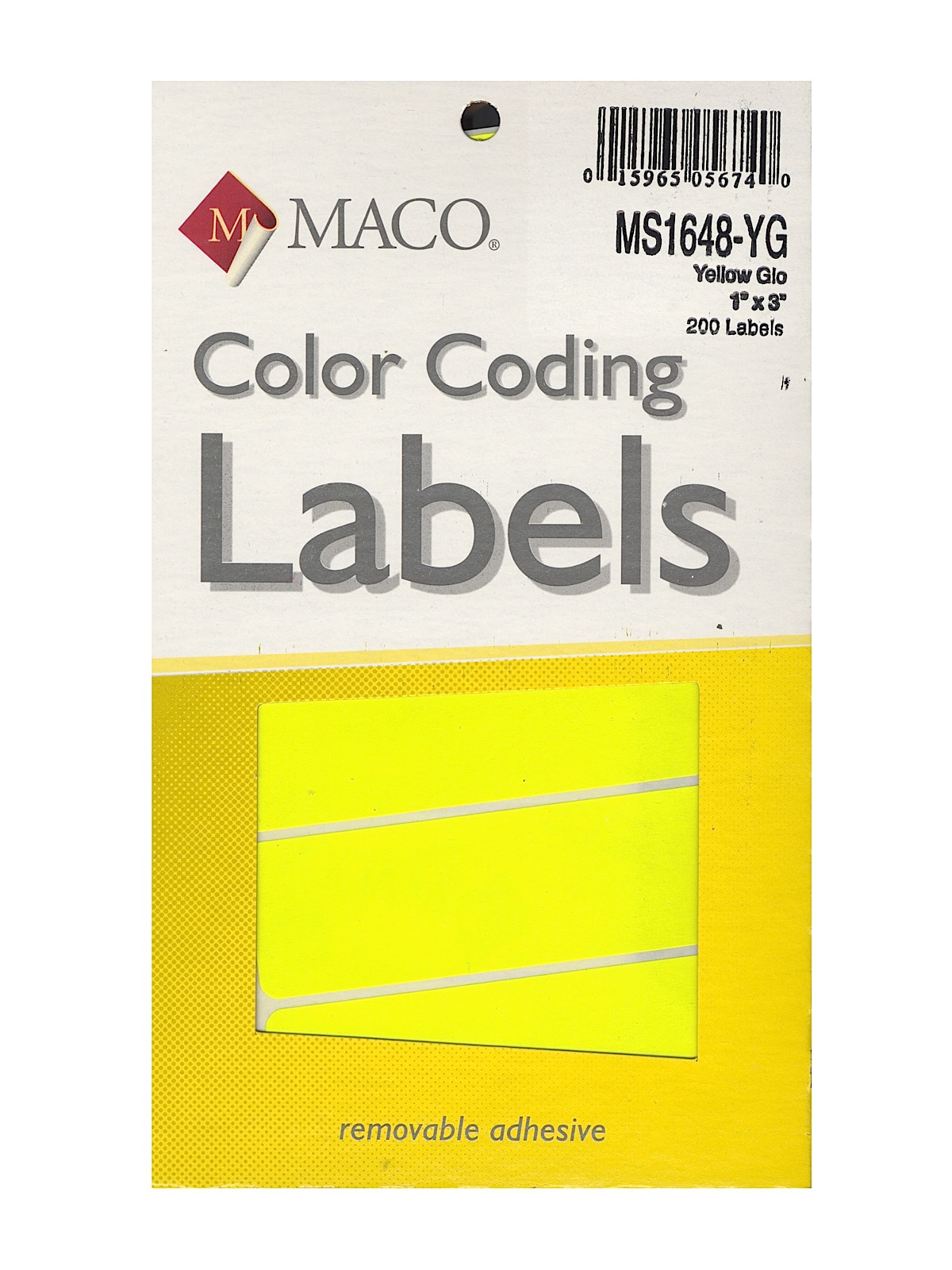 Color Coding Labels 1 in. x 3 in. rectangle yellow glow pack of 200