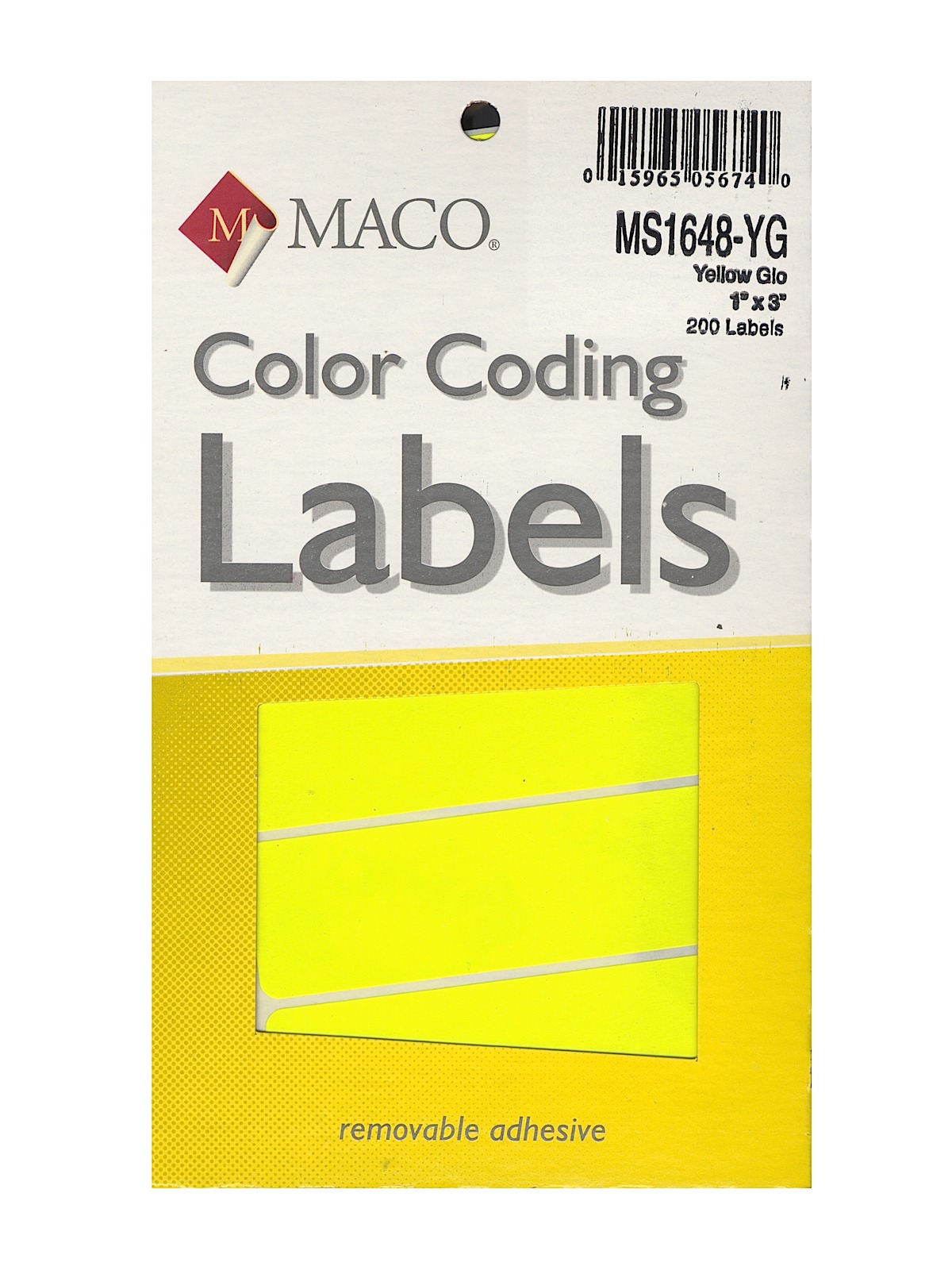 Color Coding Labels 1 In. X 3 In. Rectangle Yellow Glow Pack Of 200