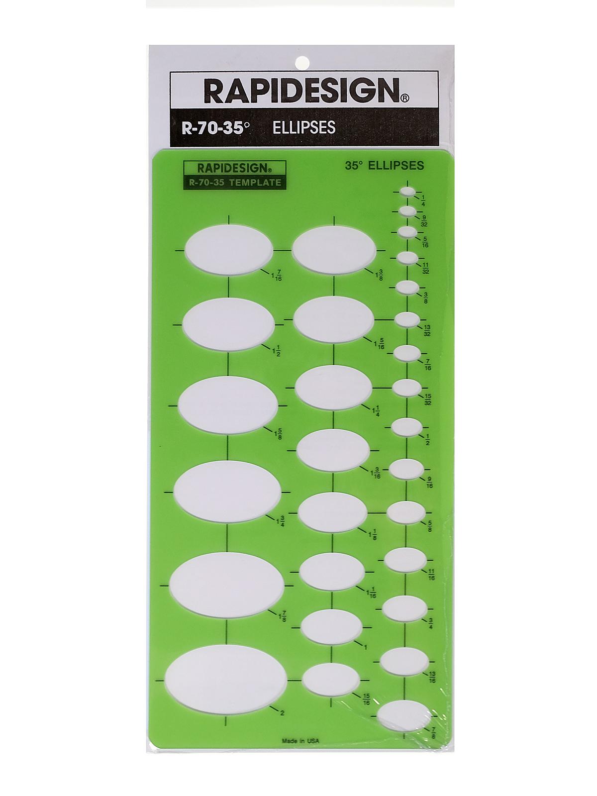 Ellipses Drafting Templates individual ellipse series 35 degrees each