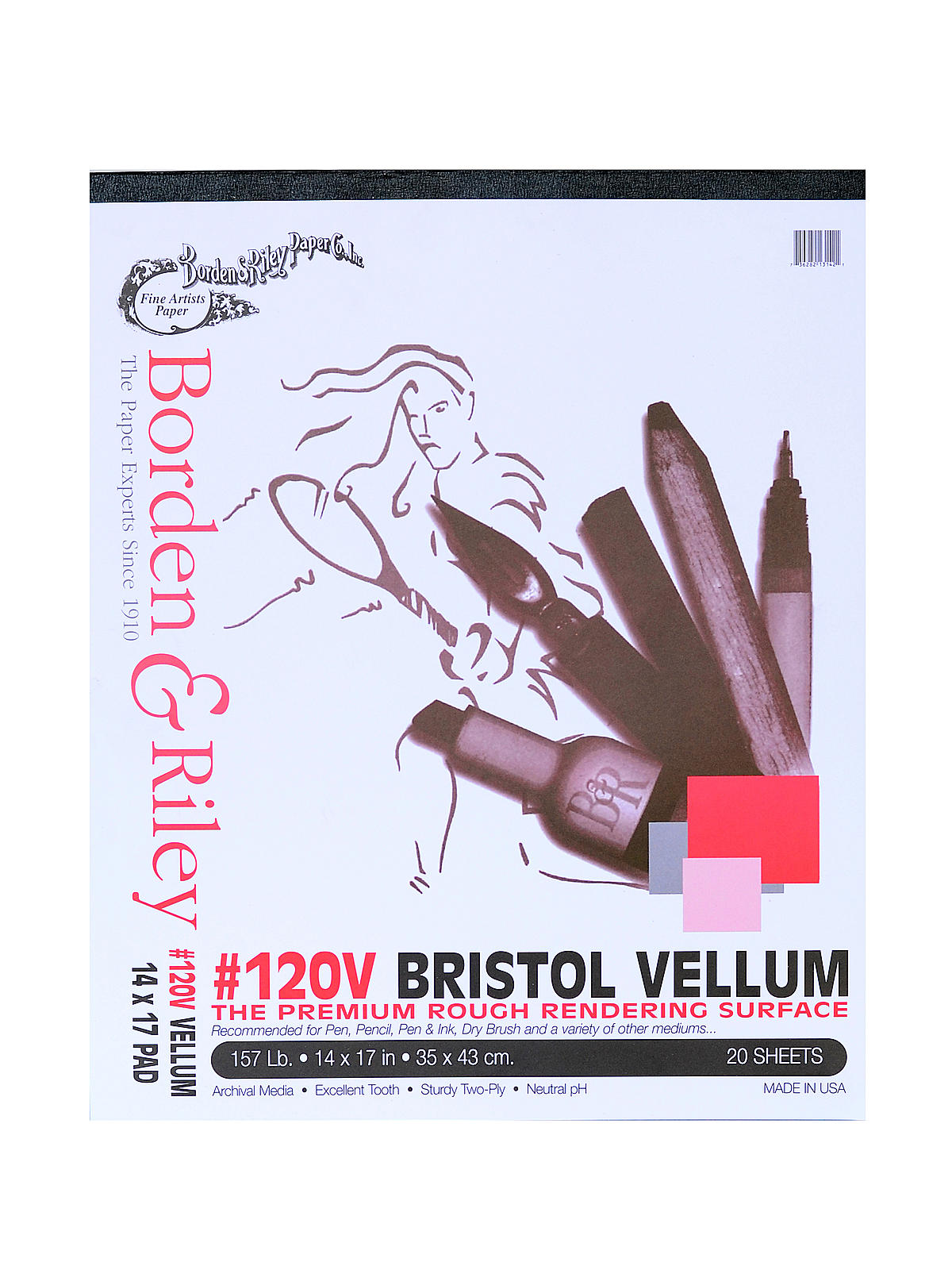 #120 Bristol Pad 14 in. x 17 in. vellum finish