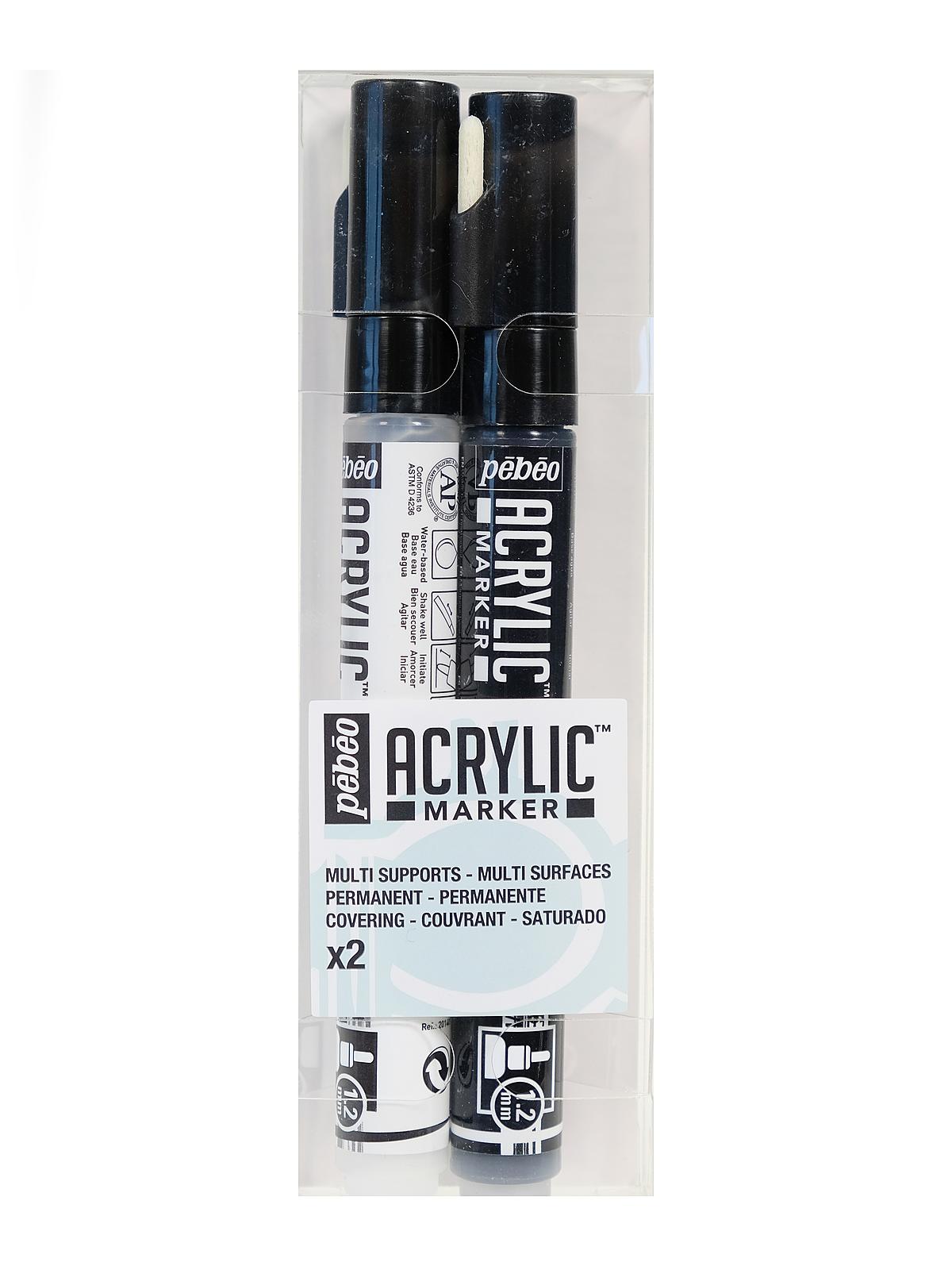 Acrylic Marker Sets set of 2 white + black