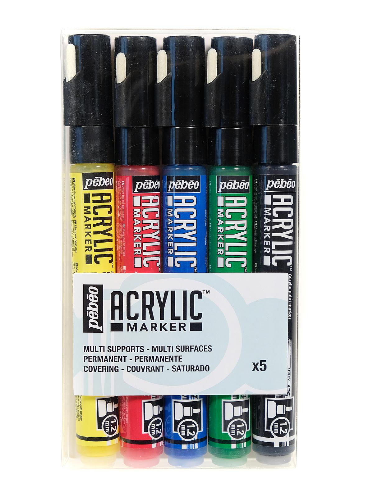 Acrylic Marker Sets set of 5 primary colors