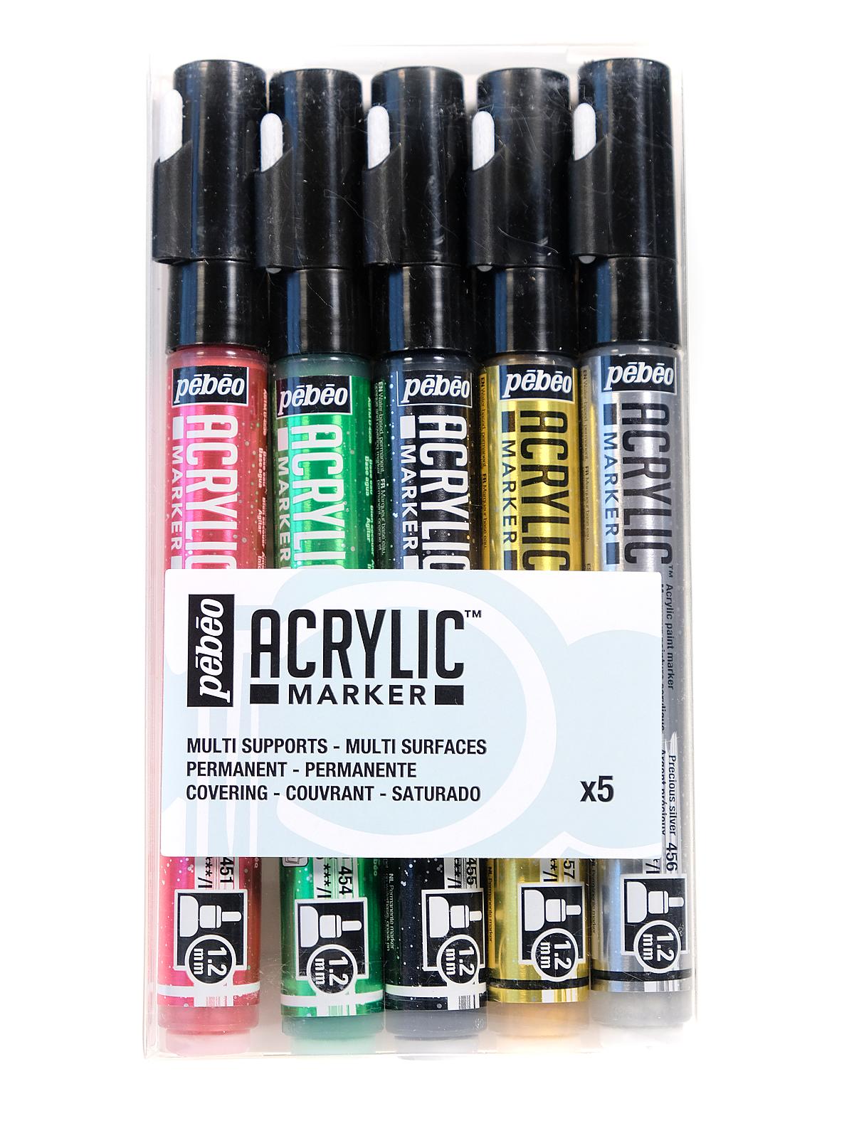 Acrylic Marker Sets set of 5 precious colors