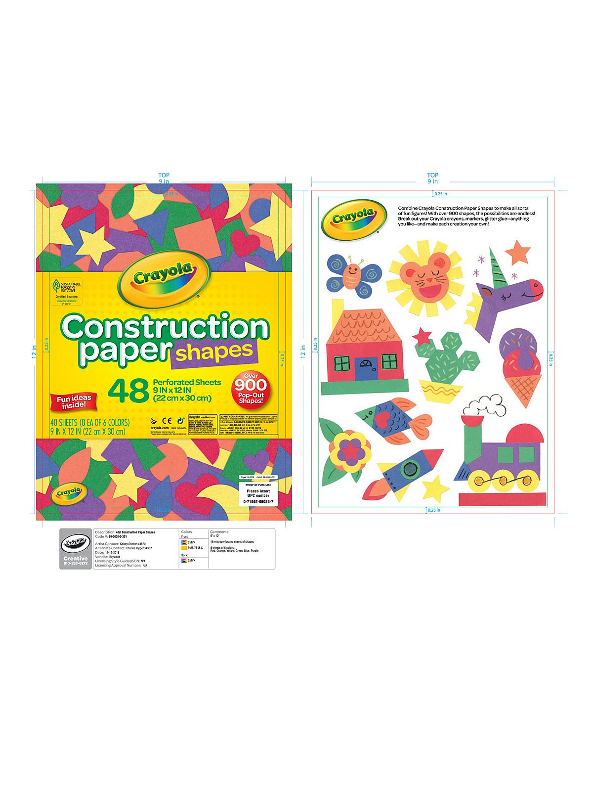 Construction Paper Pads 48 sheets 9 in. x 12 in. paper shapes