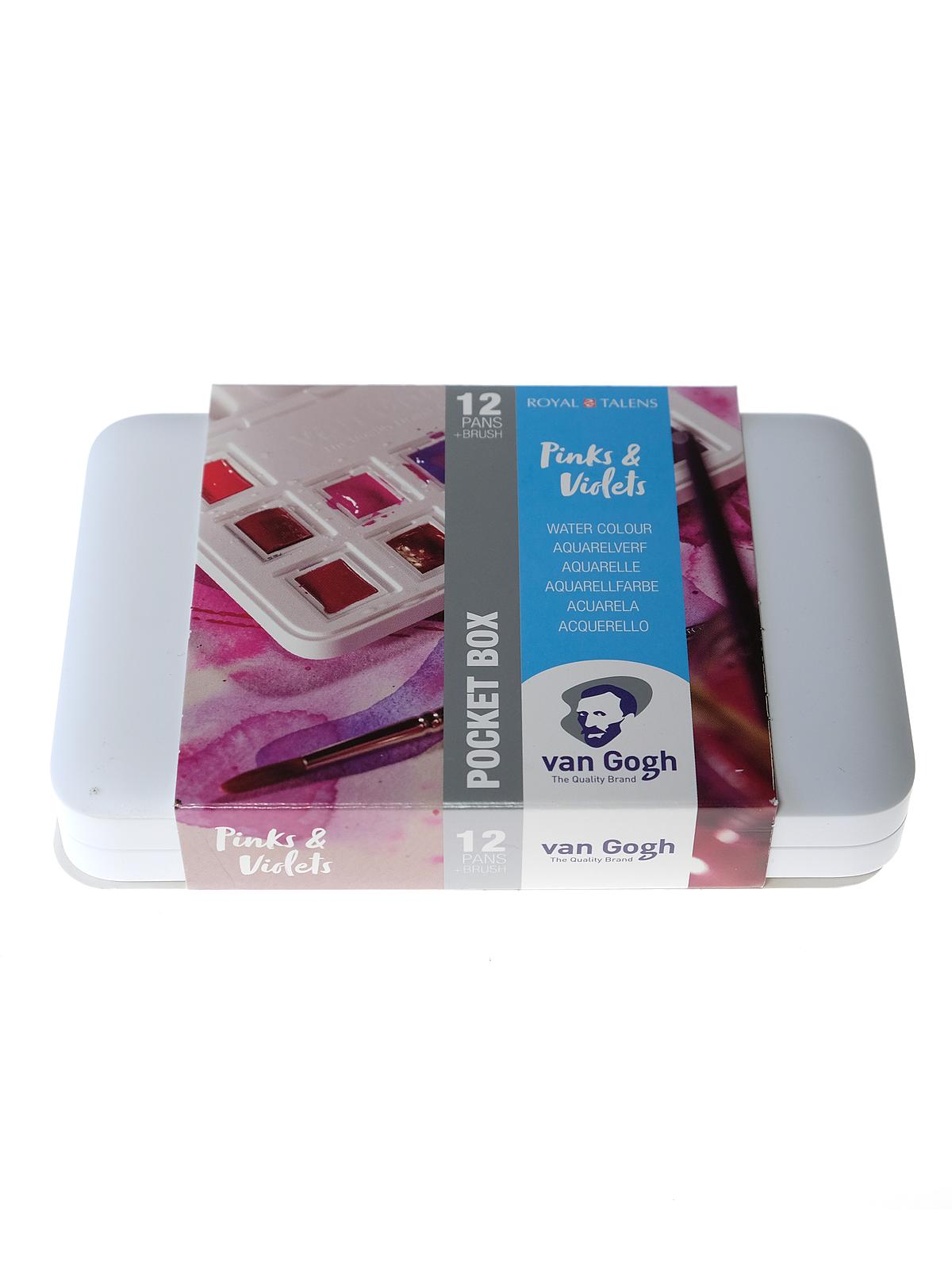 Watercolor Plastic Pocket Box set of 12 pinks + violets