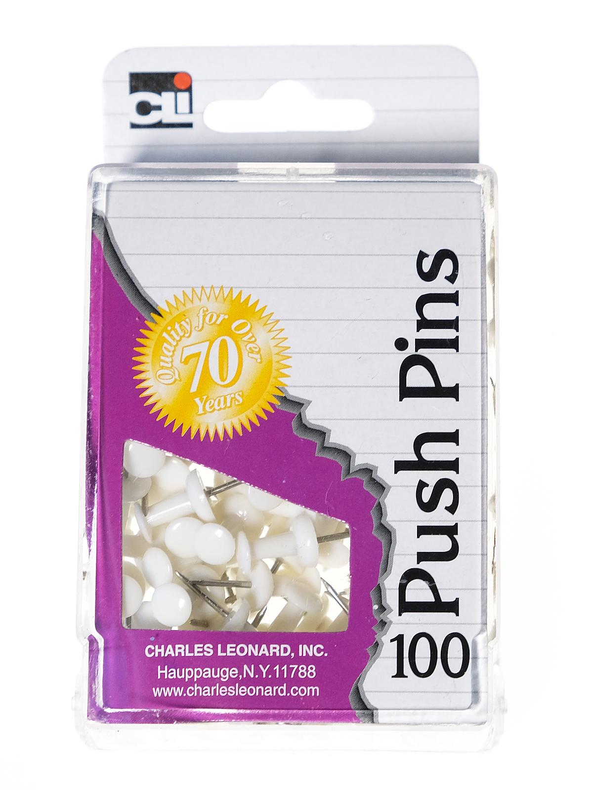 Push Pins white pack of 100 reusable box