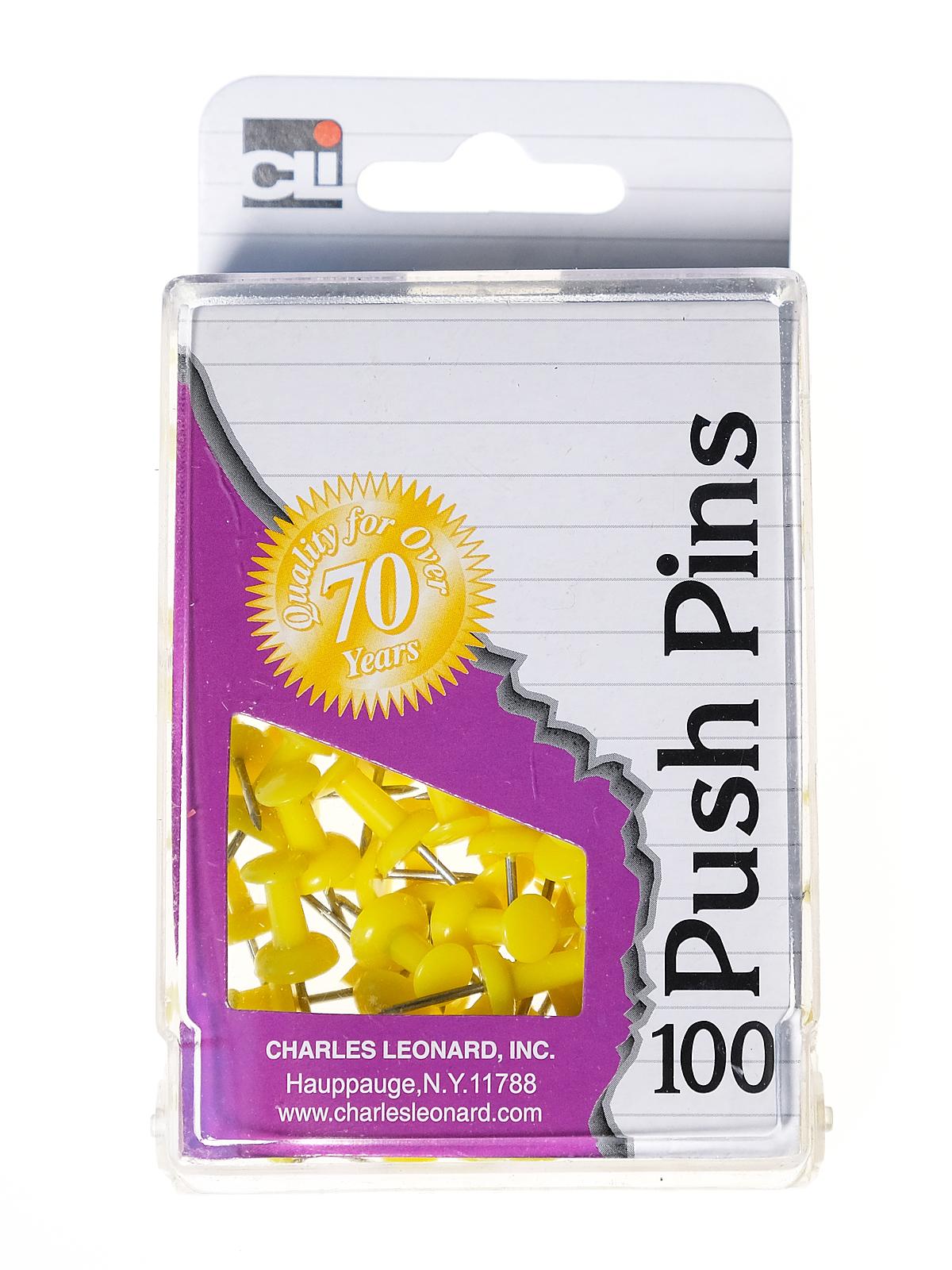 Push Pins yellow pack of 100 reusable box