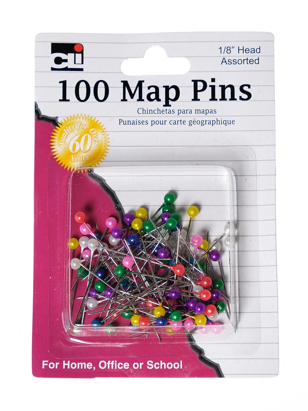 Map Pins 1 8 In. Pack Of 100