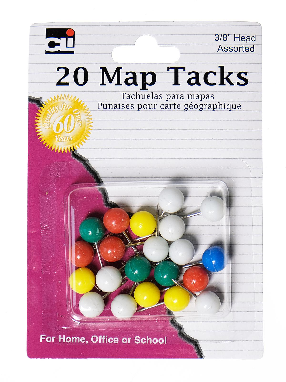 Map Pins 3 8 In. Pack Of 20