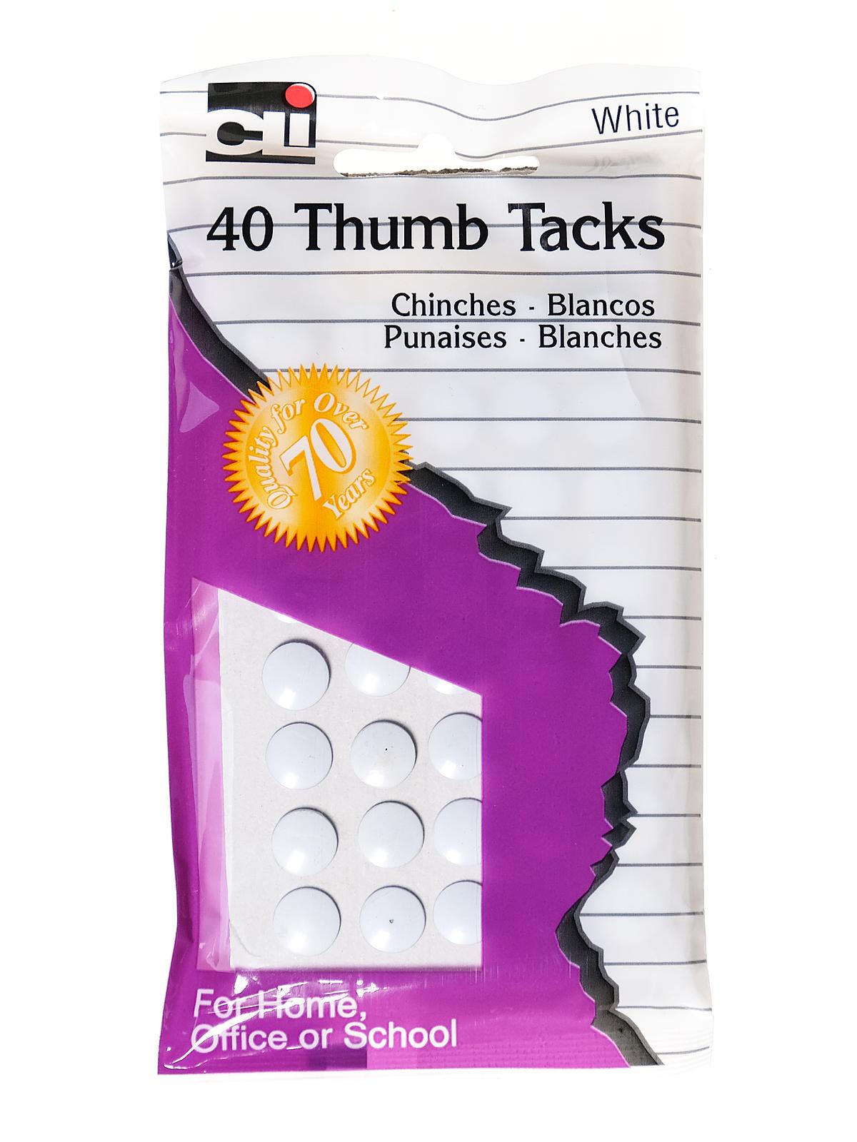 Thumb Tacks 3 8 In. White Pack Of 40