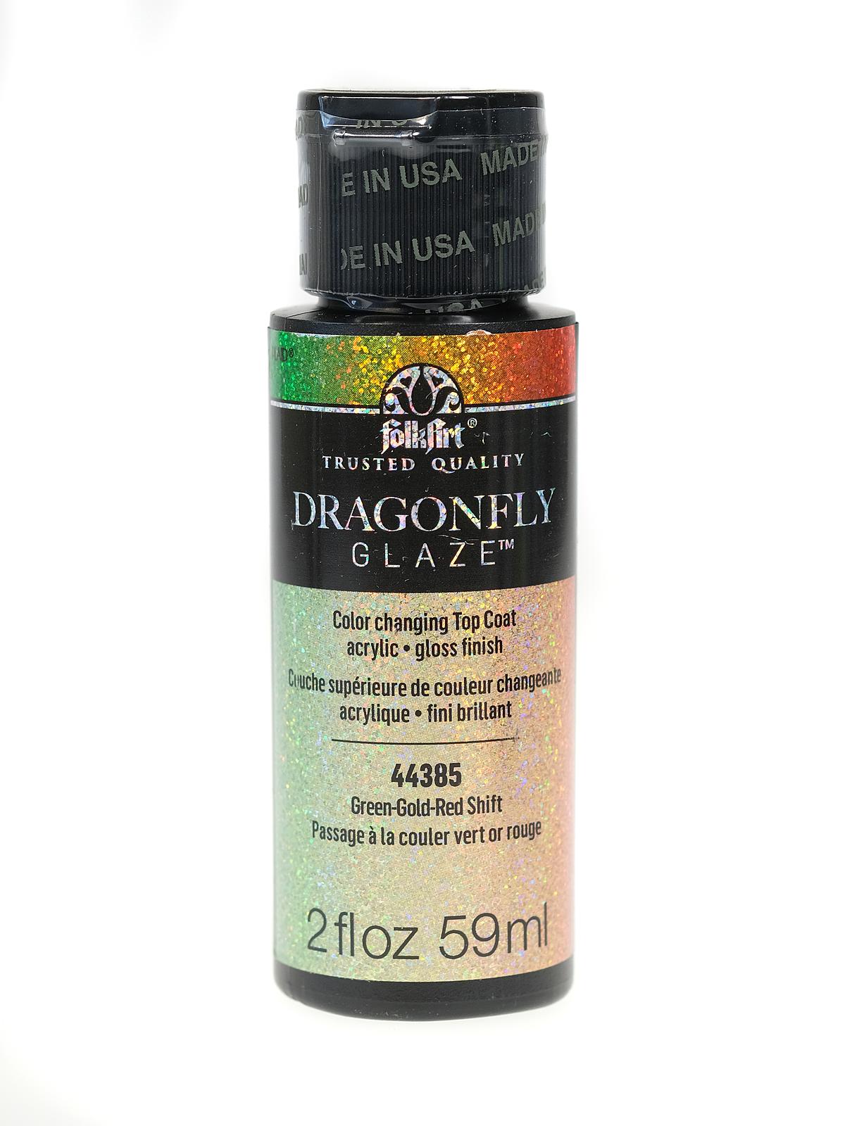 Dragonfly Glaze green-gold-red shift 2 oz.