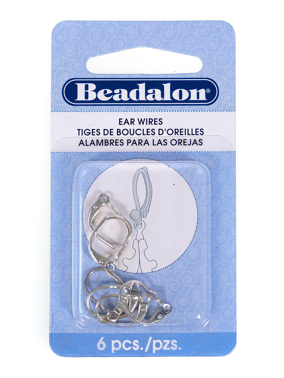 Ear Wires lever back fleur de lis silver pack of 6