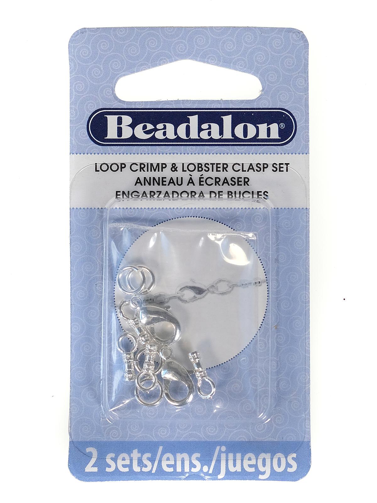 Loop Crimp Lobster Clasp Sets silver 1mm pack of 2