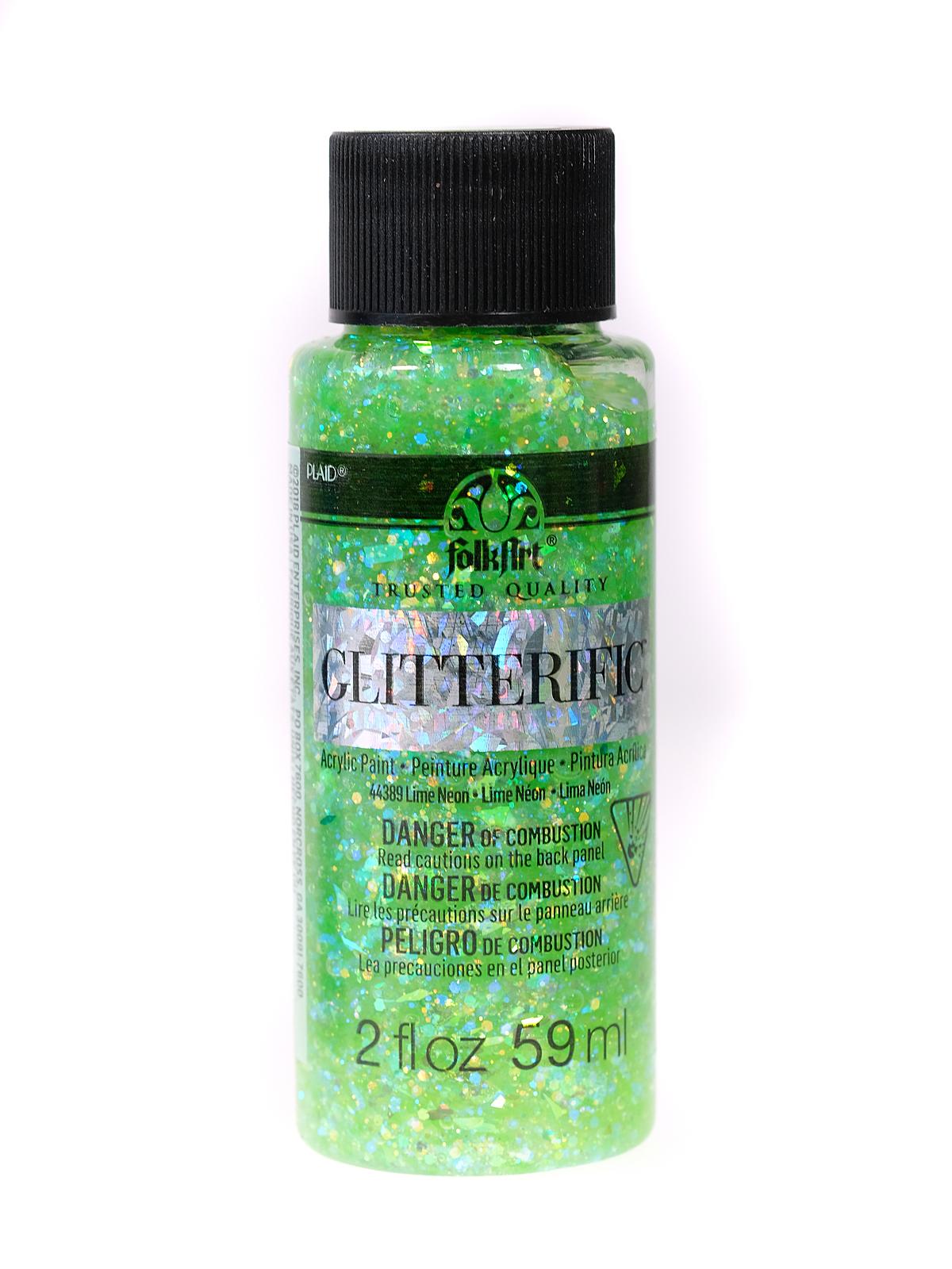 Glitterific Paint neon lime 2 oz.