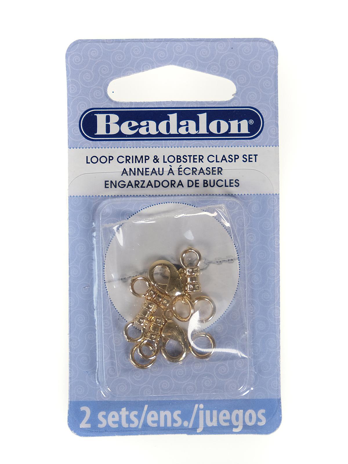 Loop Crimp Lobster Clasp Sets gold 2mm pack of 2