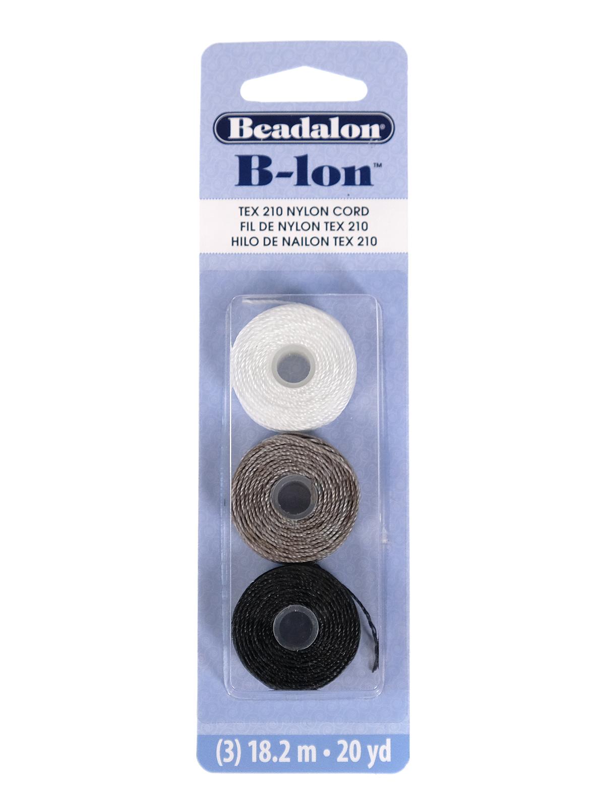 B-Lon Variety Packs Black, White, Grey 20 Yd. Spool Pack Of 3