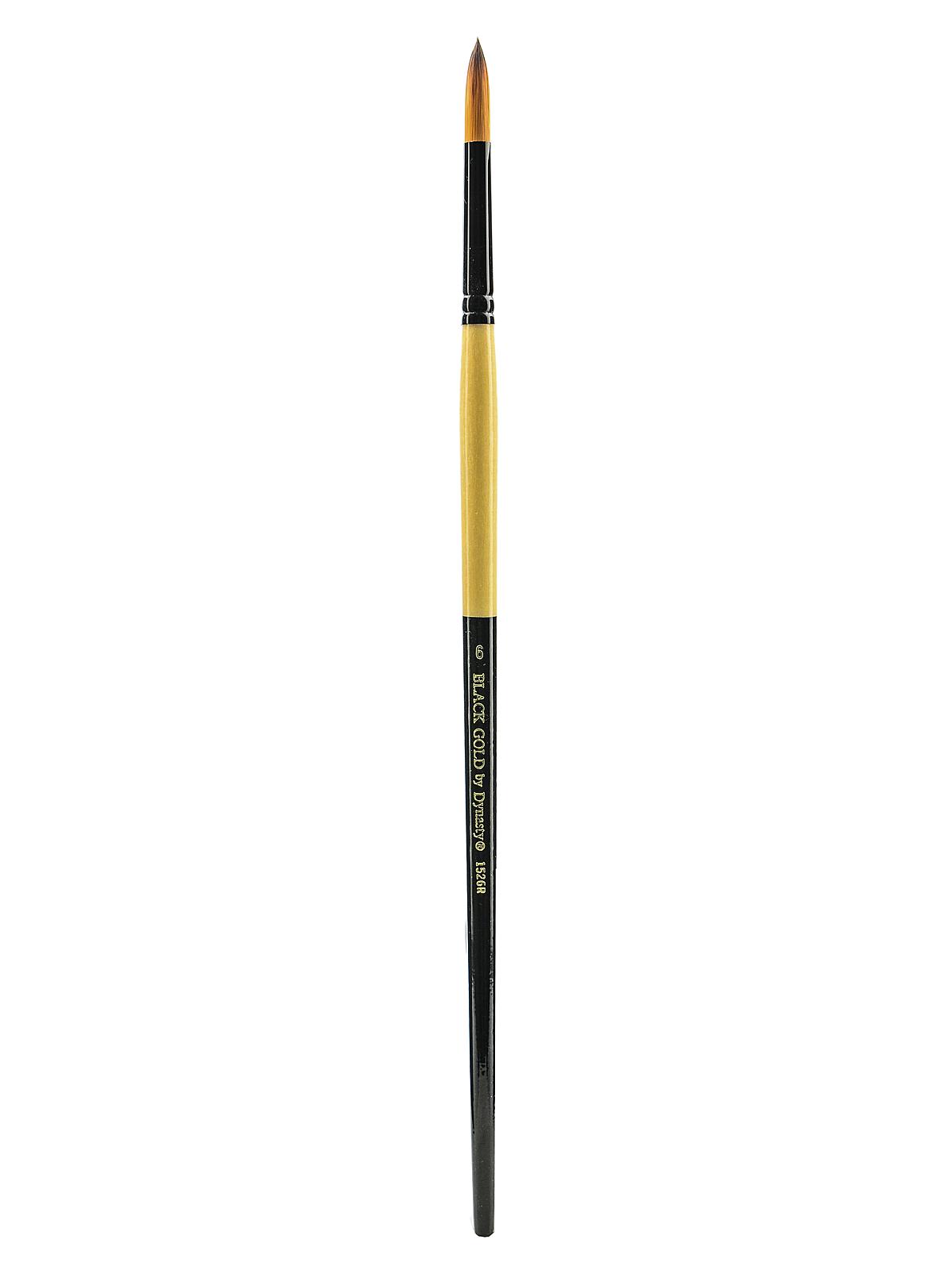 Black Gold Series Long Handled Synthetic Brushes 6 round 1526R
