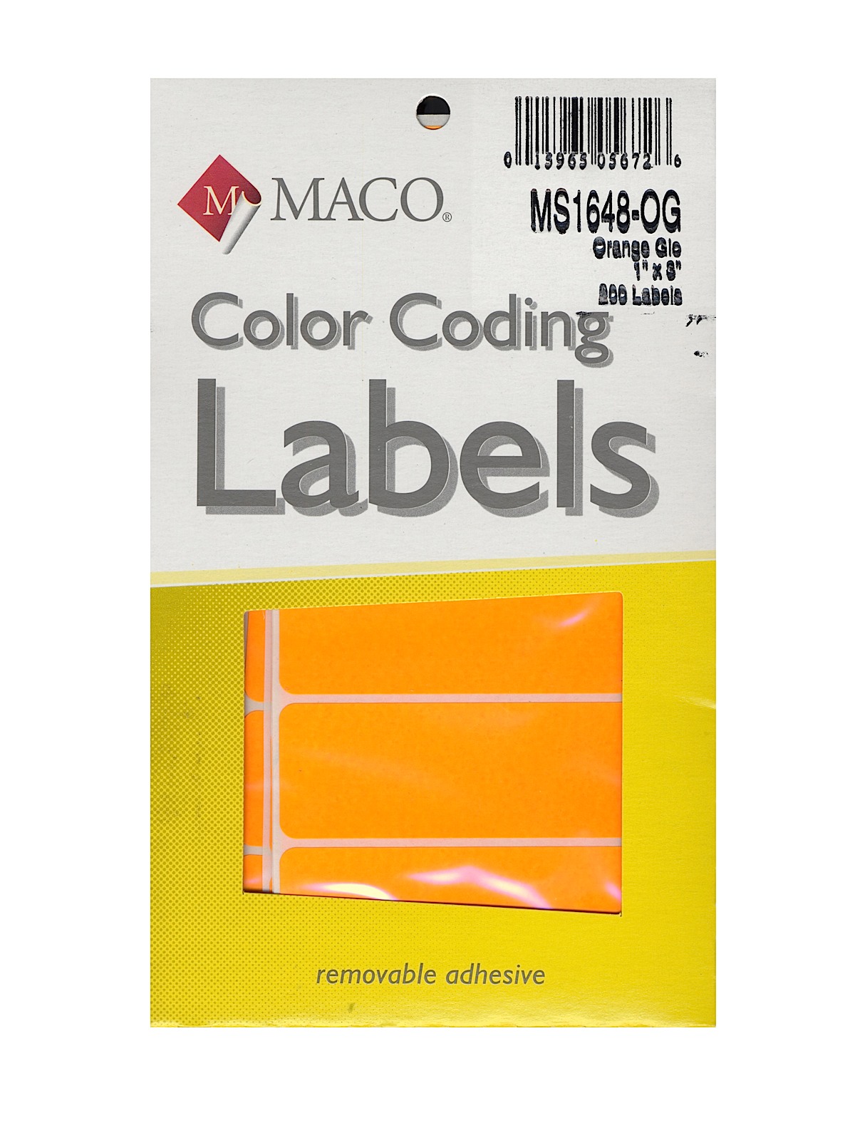 Color Coding Labels 1 in. x 3 in. rectangle orange glow pack of 200