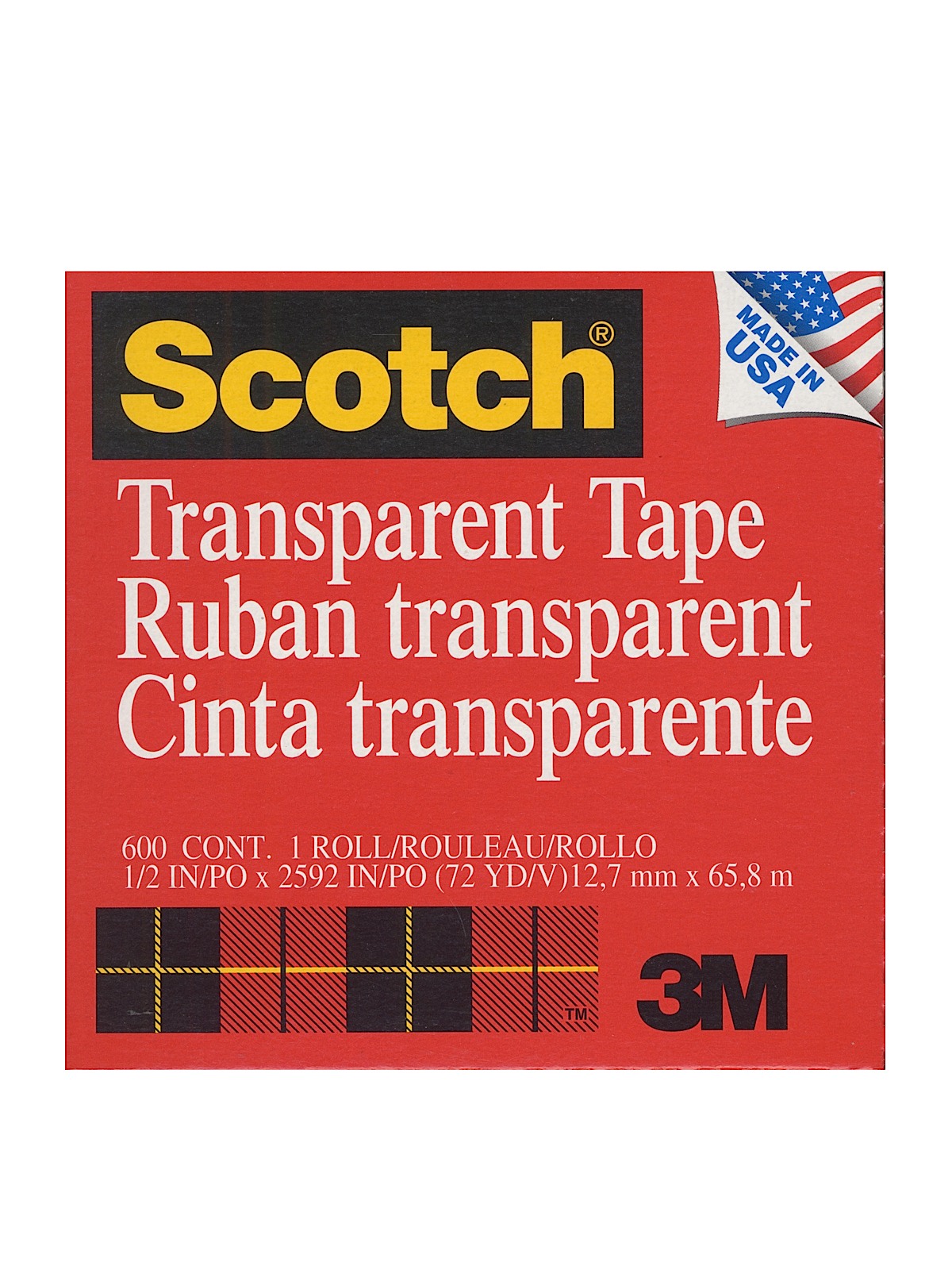 Transparent Tape 1 2 In. X 72 Yd. Refill Roll With 3 In. Core 600